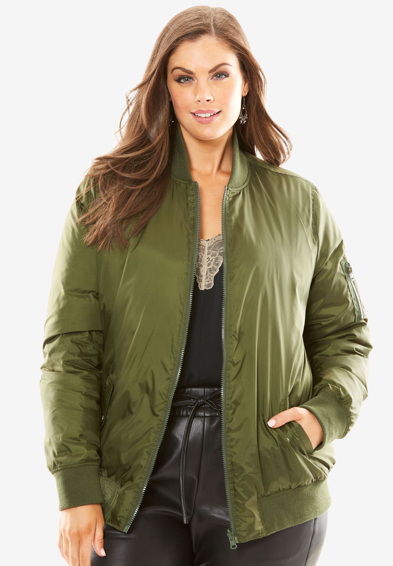 Reversible Bomber Jacket  Plus Size Jackets  Roaman s