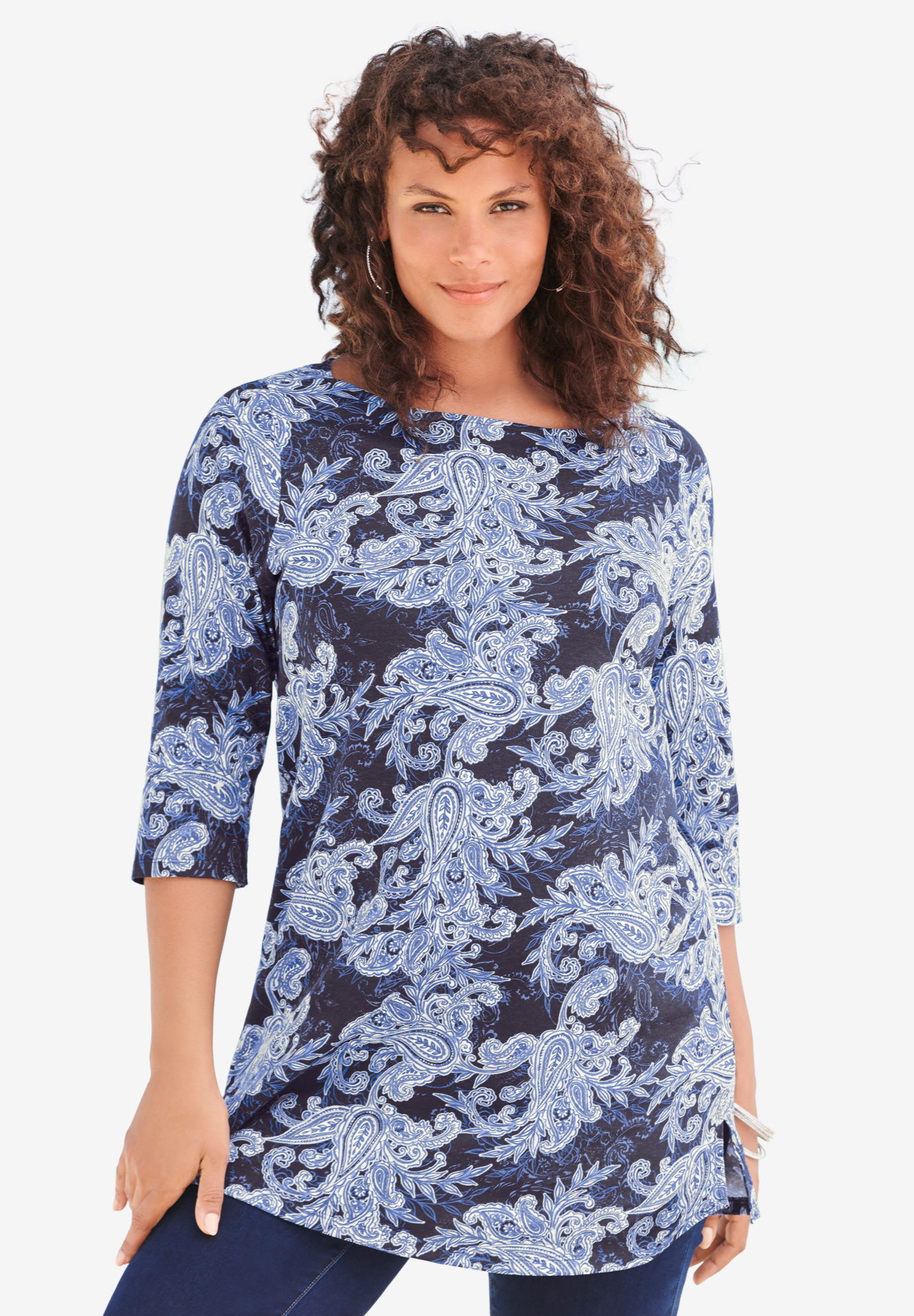Boatneck Ultimate Tunic with Side Slits, 