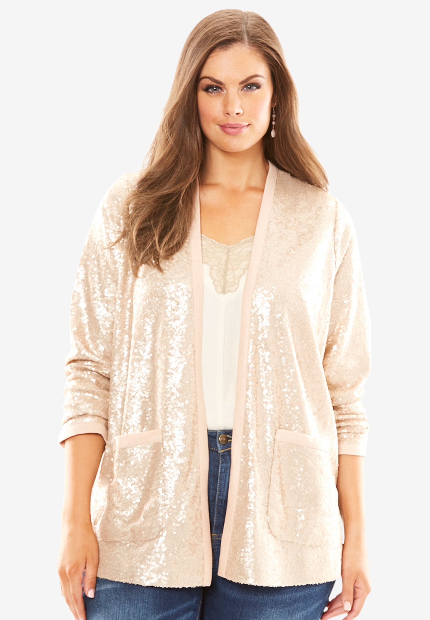sequin cardigan plus size