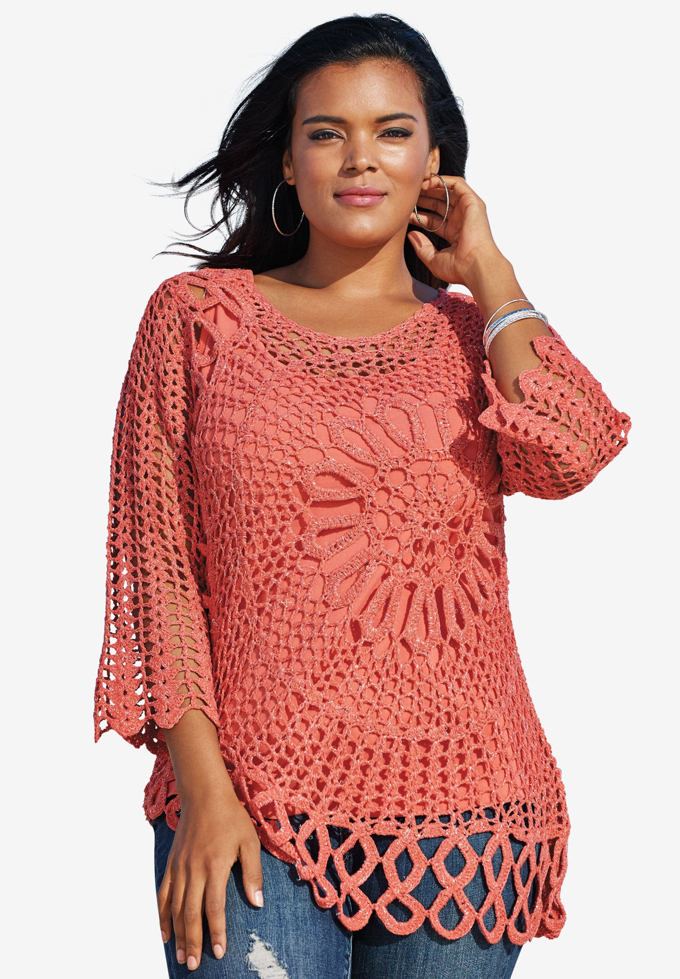 plus size sweaters for women roamans plus size crochet cardigan