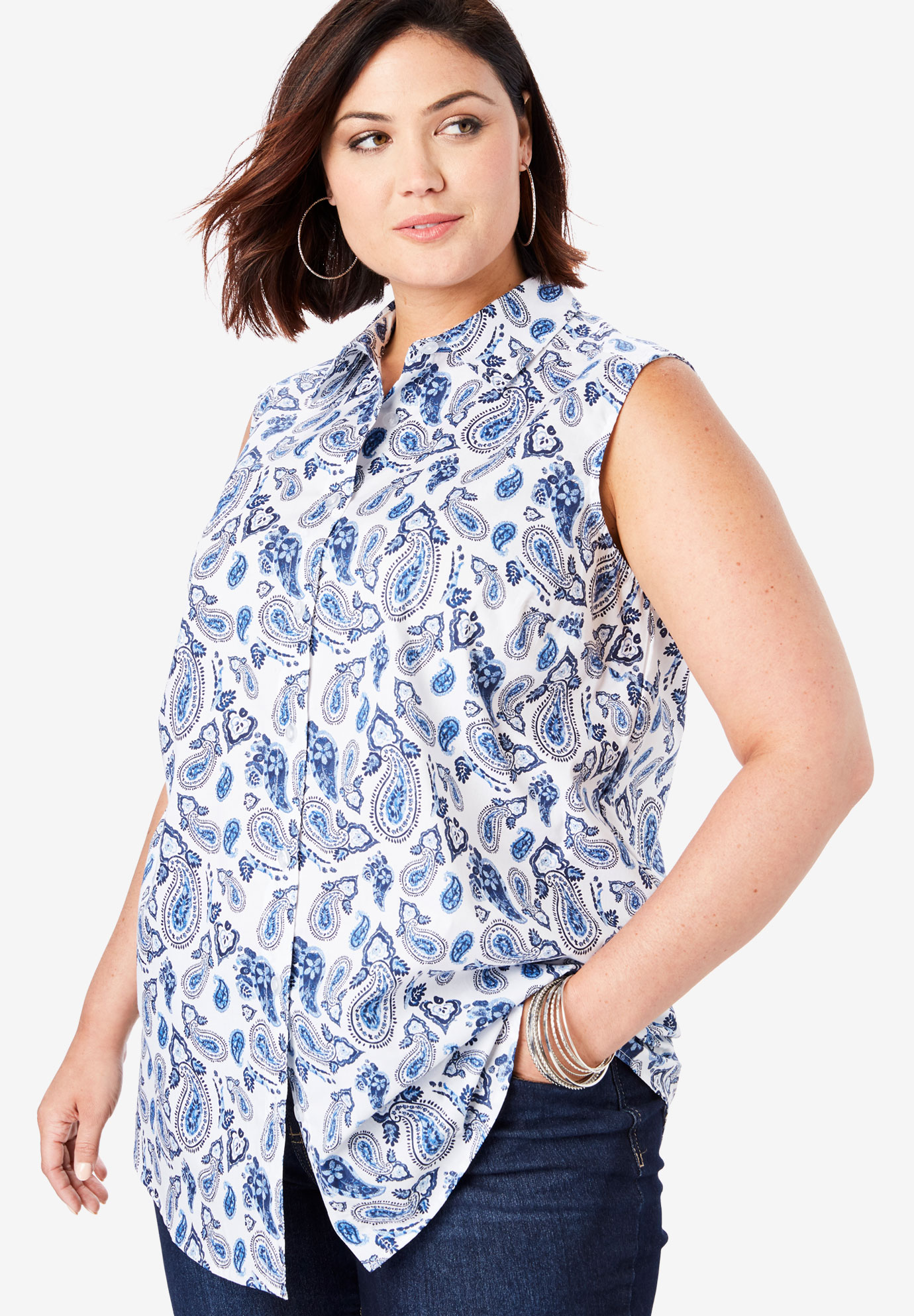 Kate Sleeveless Shirt| Plus Size Blouses & Shirts | Roaman's