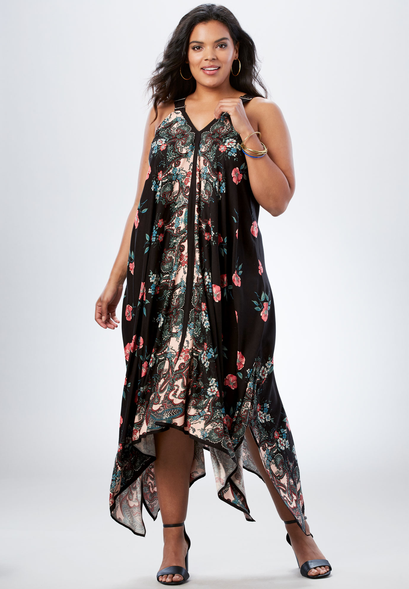 Scarf Print Maxi Dress By Denim 24/7 | Plus Size Maxi Dresses | Roaman's
