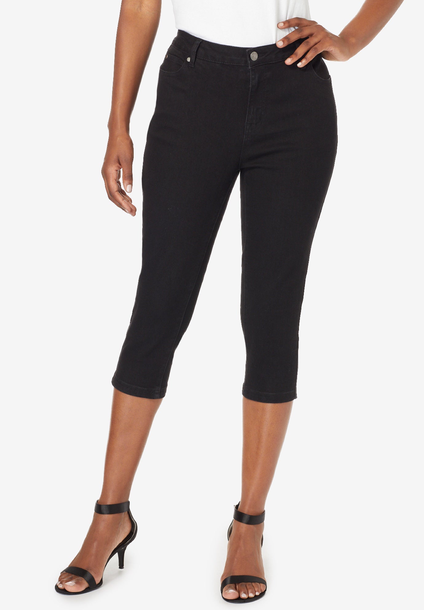 plus size denim capris stretch