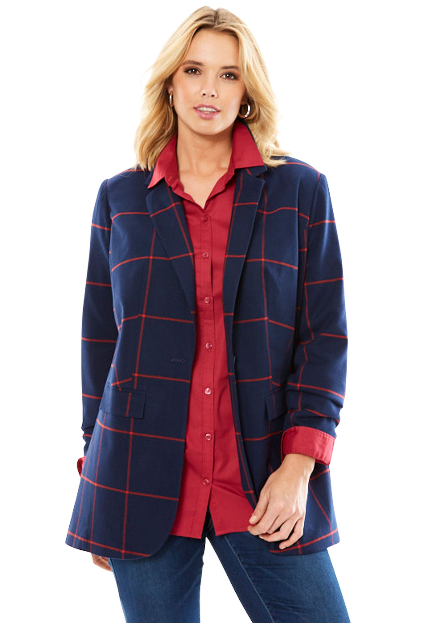 BiStretch Boyfriend Blazer by Denim 24/7 Plus Size Coats & Jackets