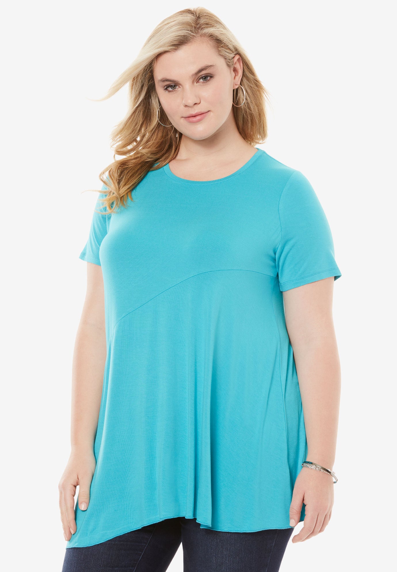 Asymmetrical Drape Tunic Plus Size Tops Roaman's