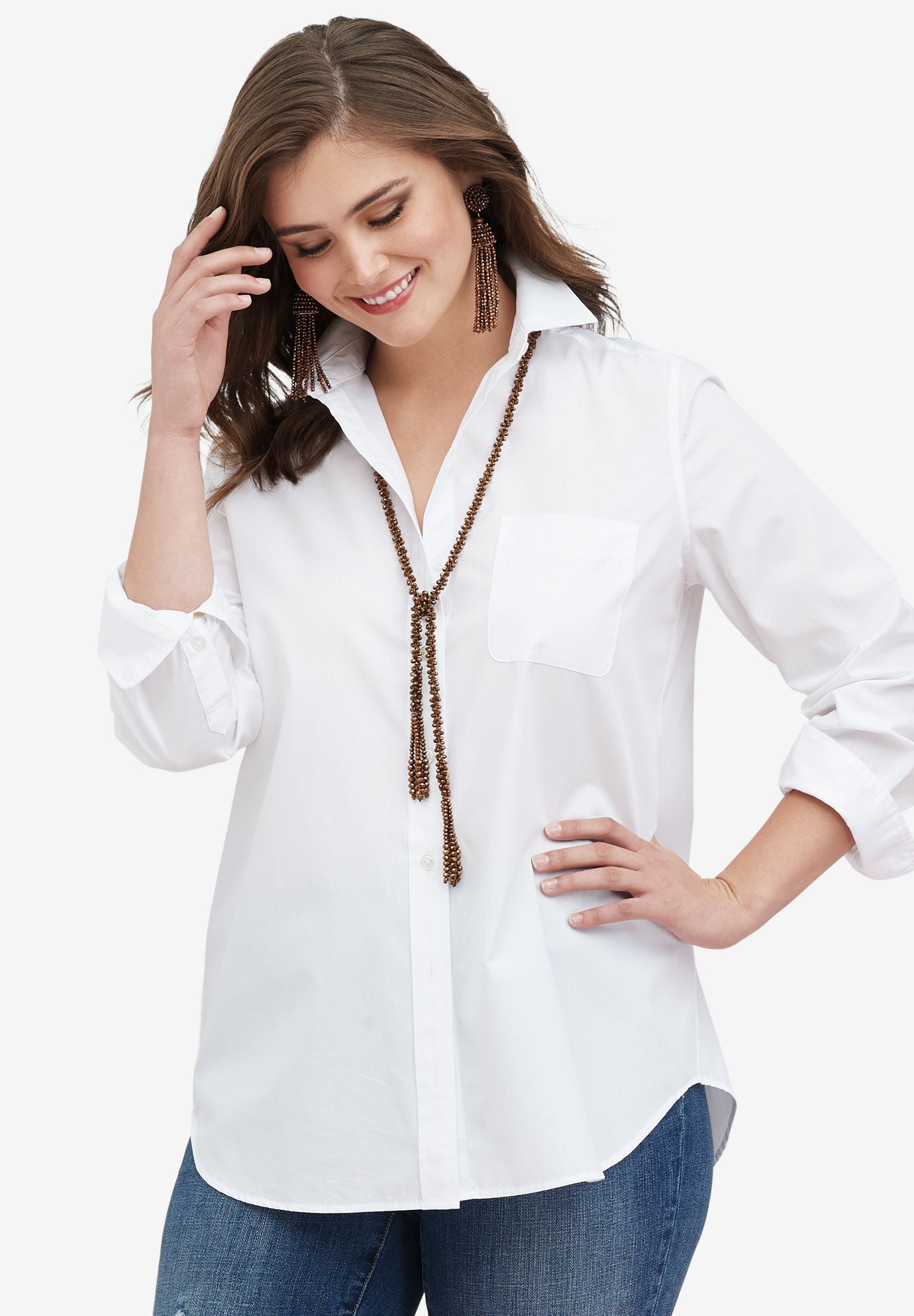 plus size white boyfriend shirt