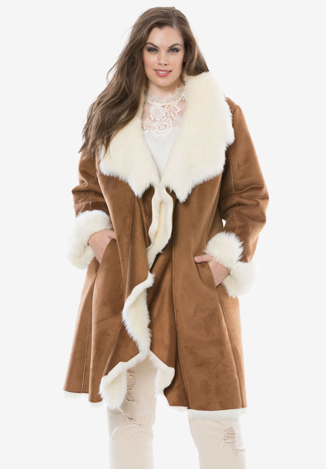 Cascade Faux-Fur Coat by Donna Salyers Fabulous-Furs | Plus Size