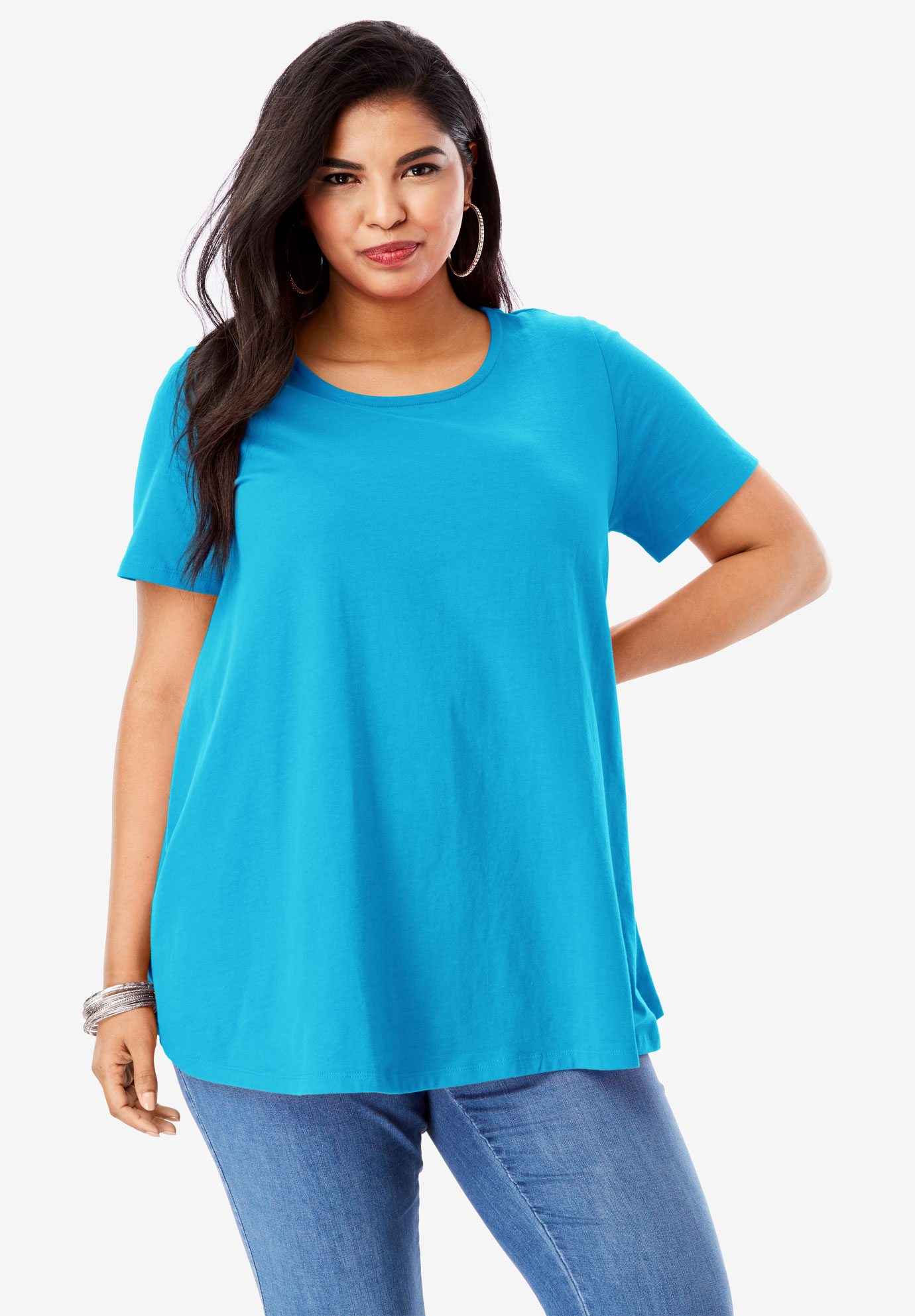 Swing Ultimate Tee with Keyhole Back | Plus SizeTees & Knit Tops | Roaman's