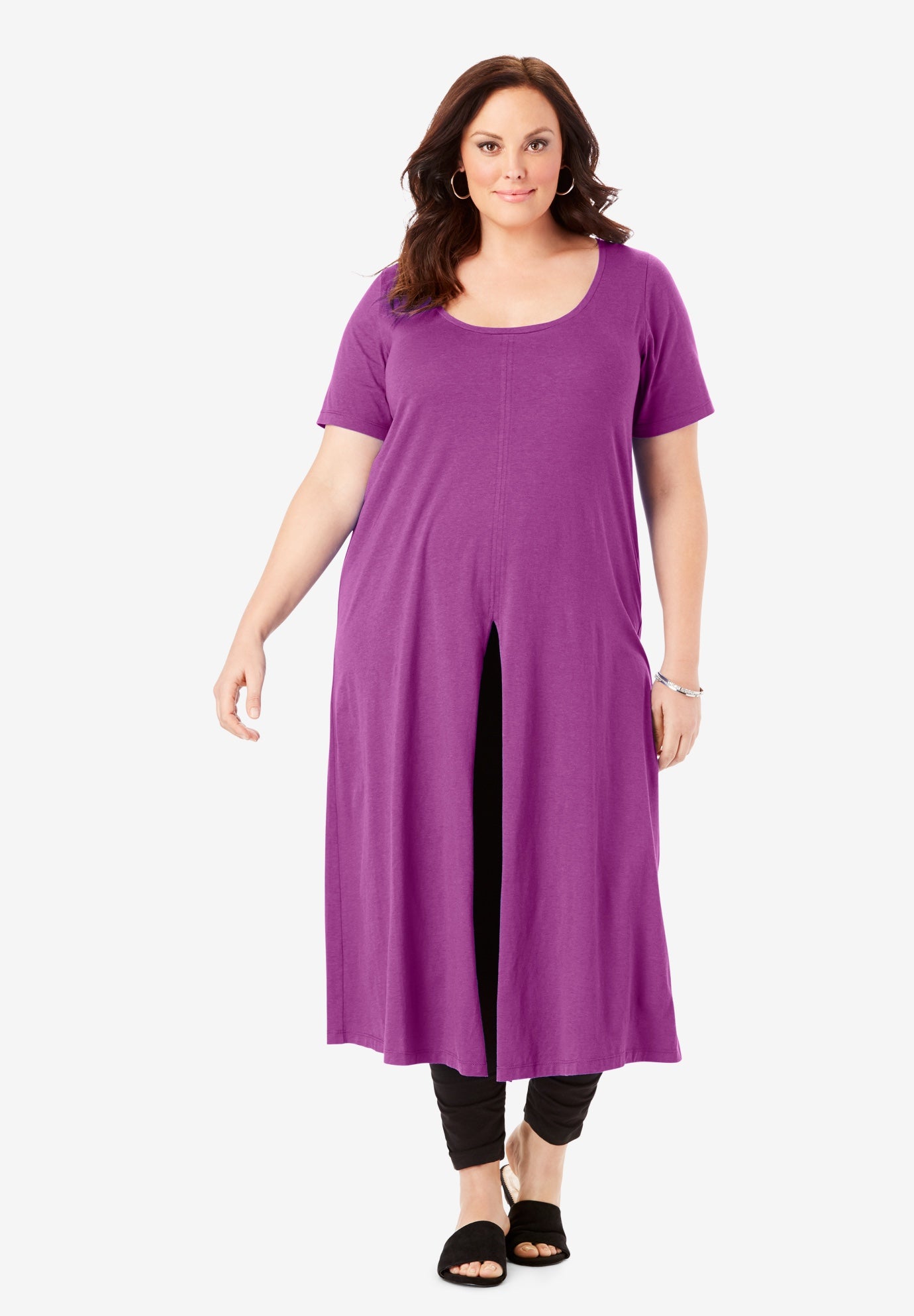 ShortSleeve FrontSlit Ultra Tunic Plus Size Tunics Roaman's