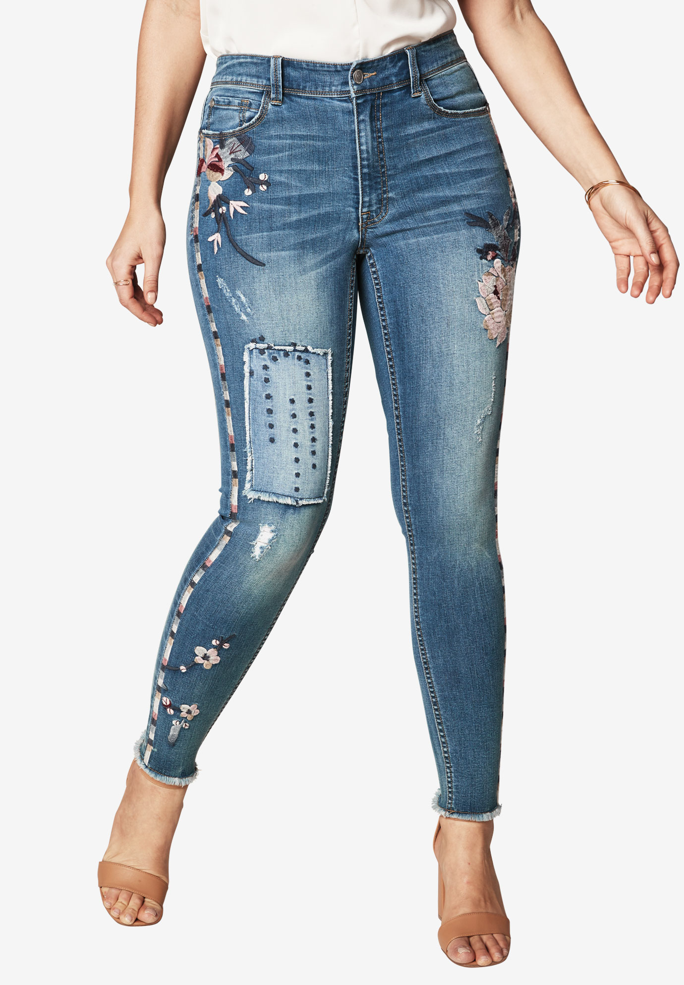 Embroidered Skinny Jeans by Denim 24/7® | Plus Size Jeans and Pants ...