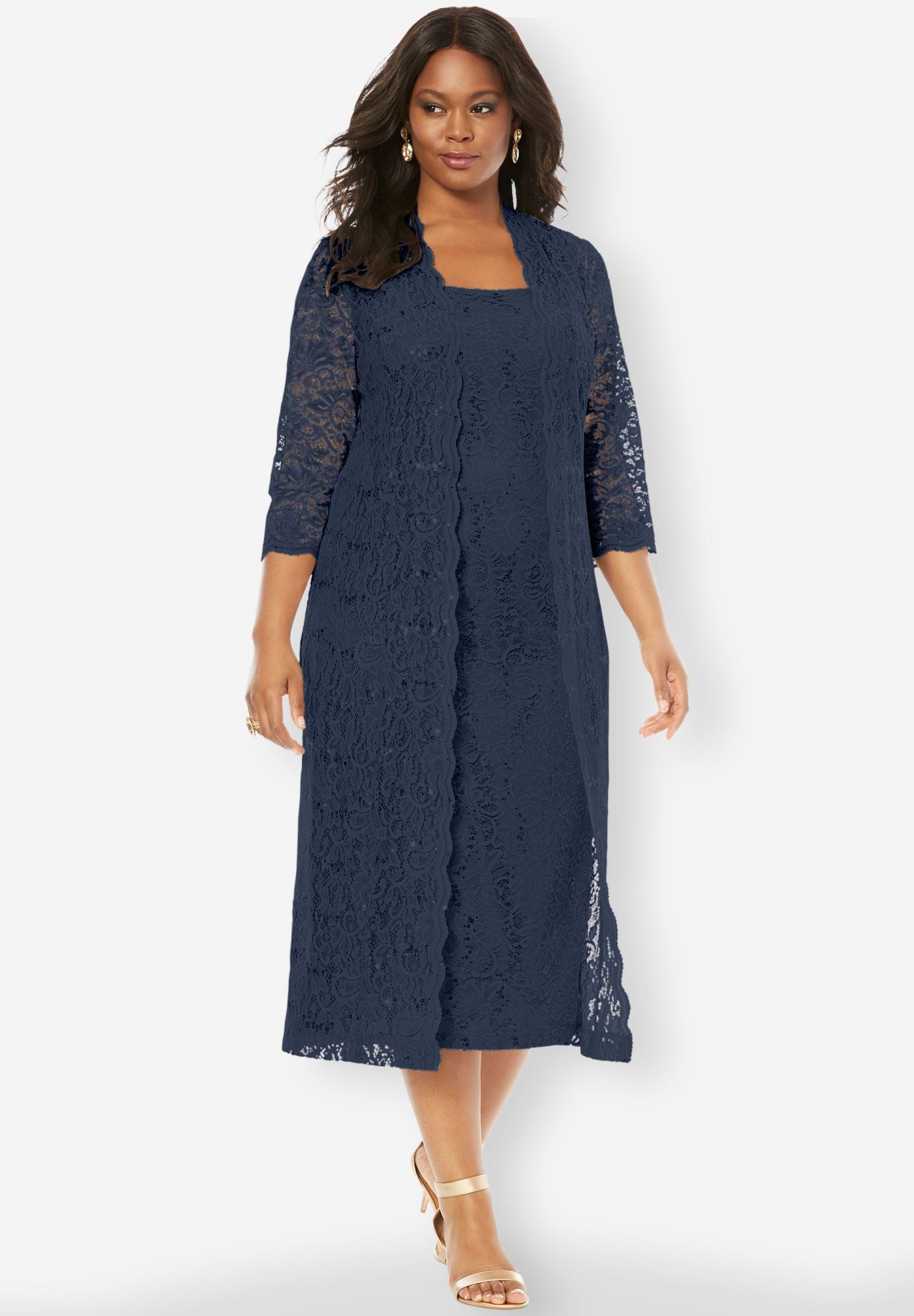 Flyaway Full Length Jacket  Dress  Plus Size Evening  