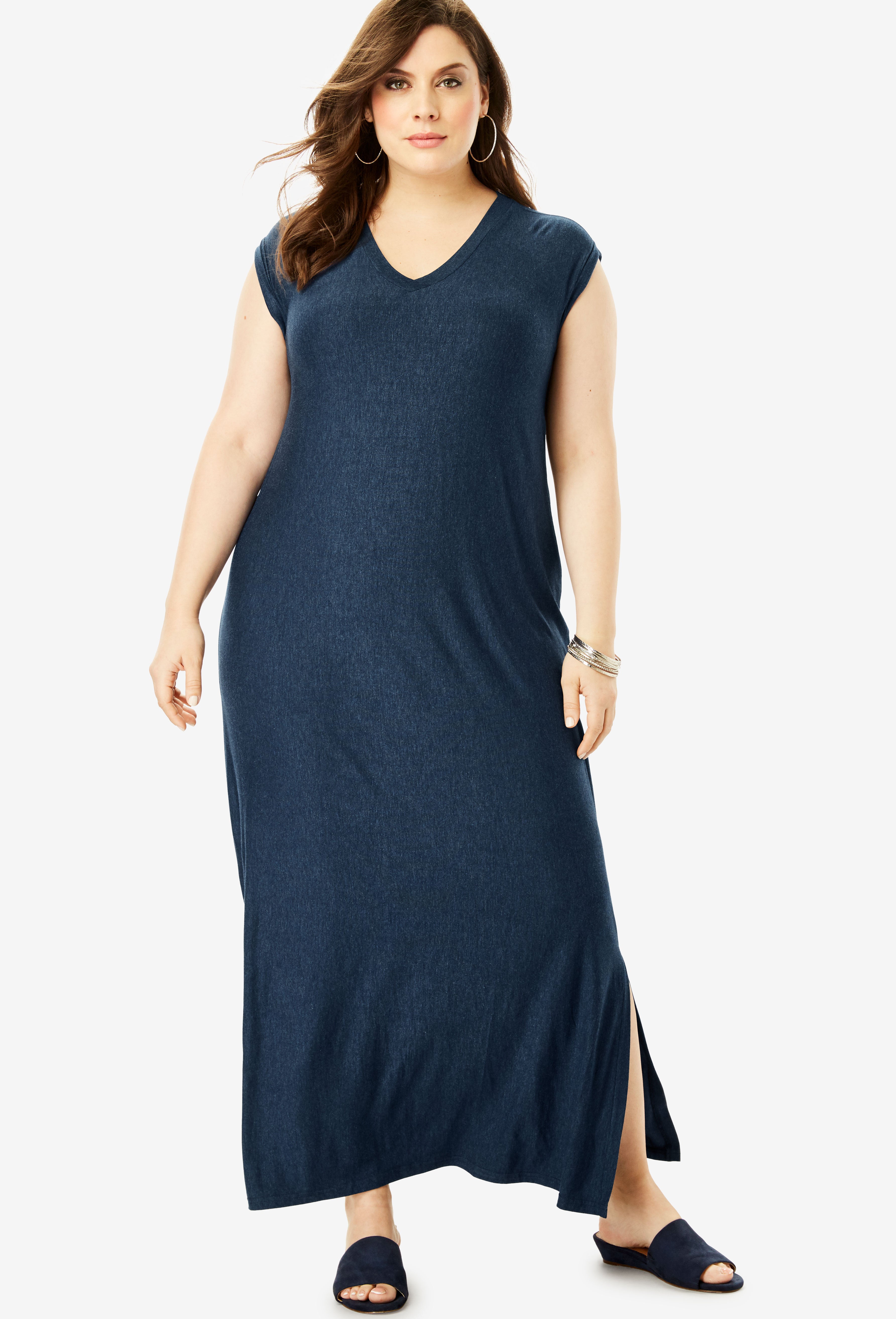 SideSlit TShirt Dress Plus Size Casual Dresses Roaman's