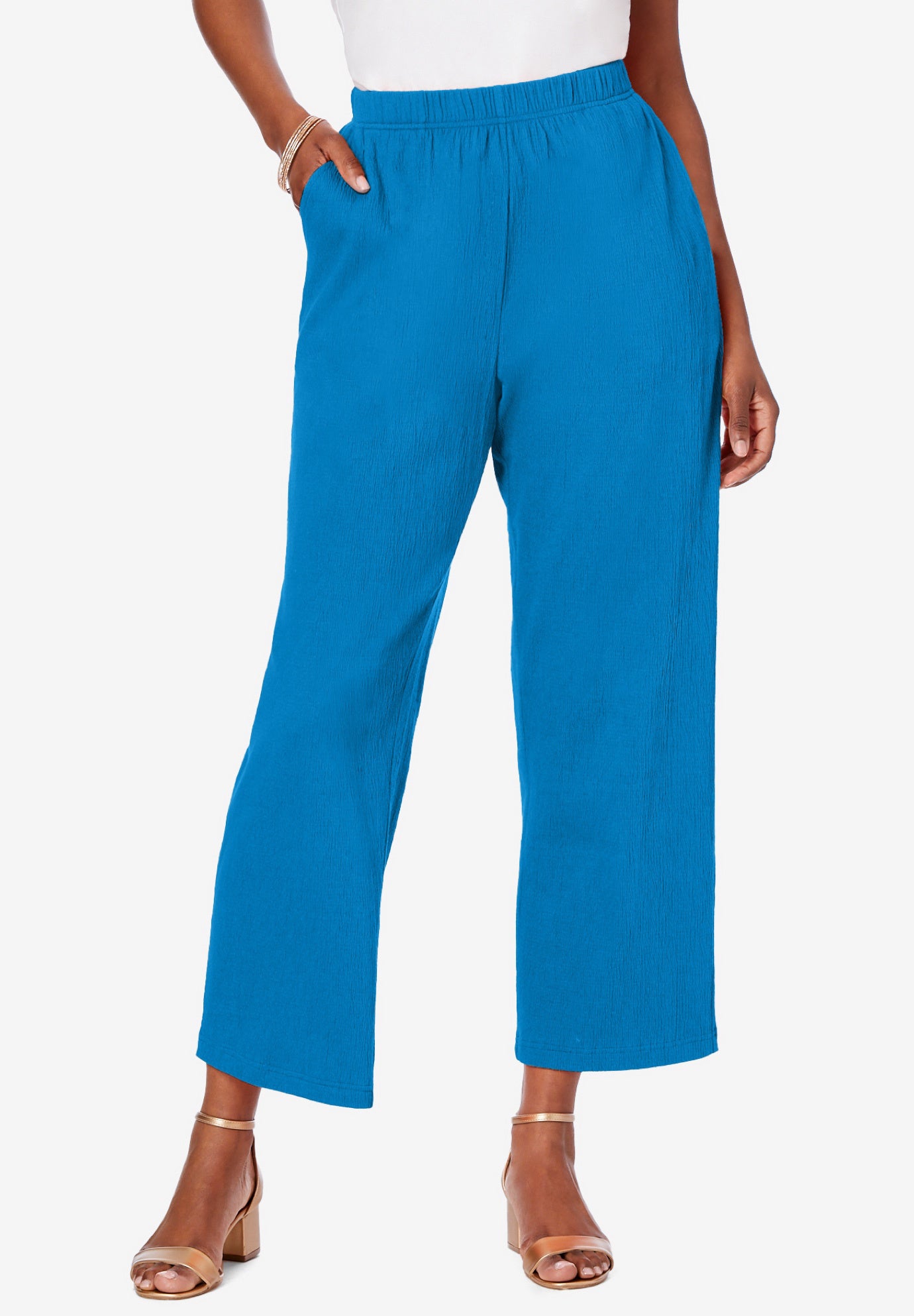 Crinkle-Knit Gauze Pant | Roaman's