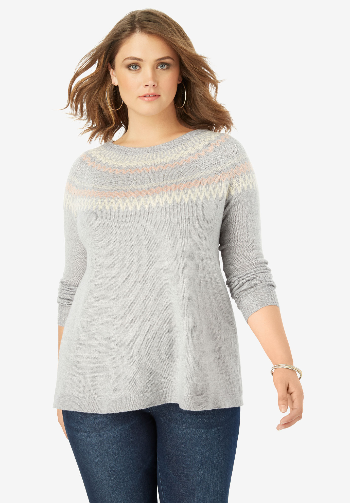 Fair Isle Sweater| Plus Size Sweaters | Roaman's