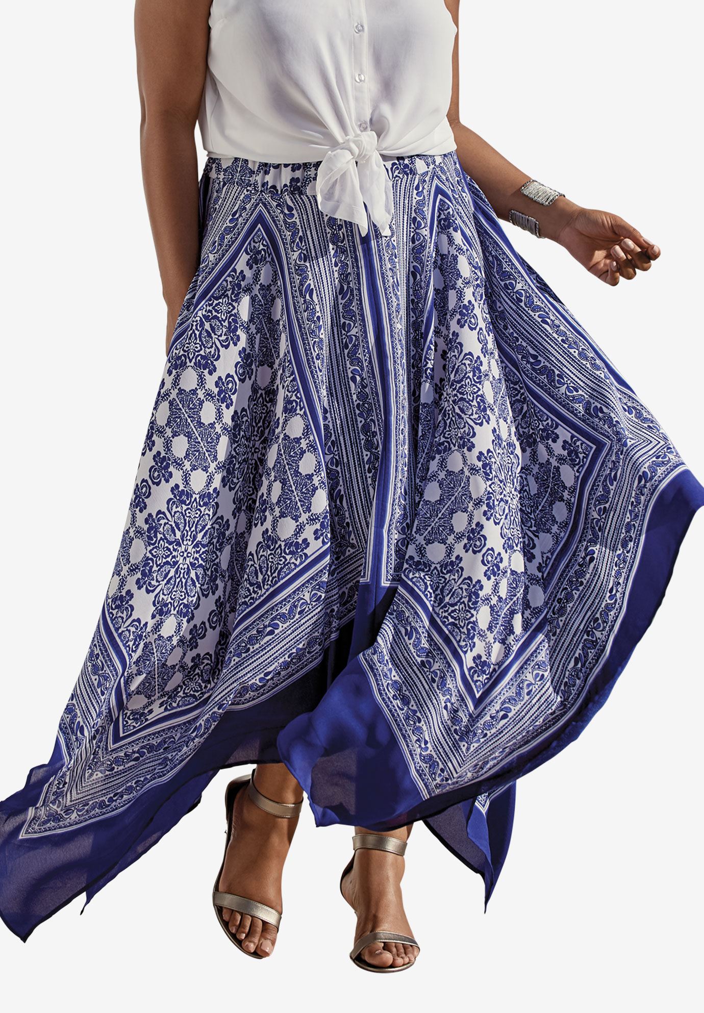 Designer Collection Handkerchief Hem Skirt| Plus Size Skirts | Roaman's