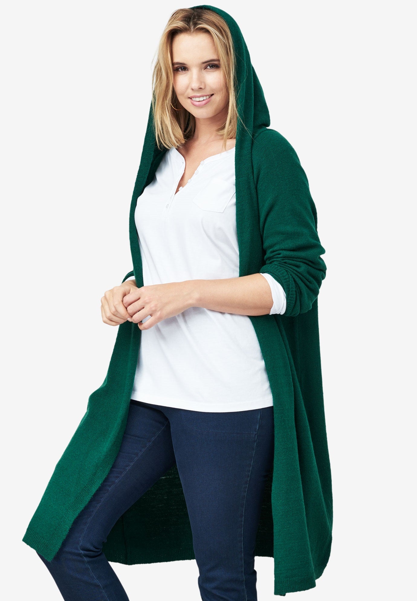 women's hooded duster cardigan