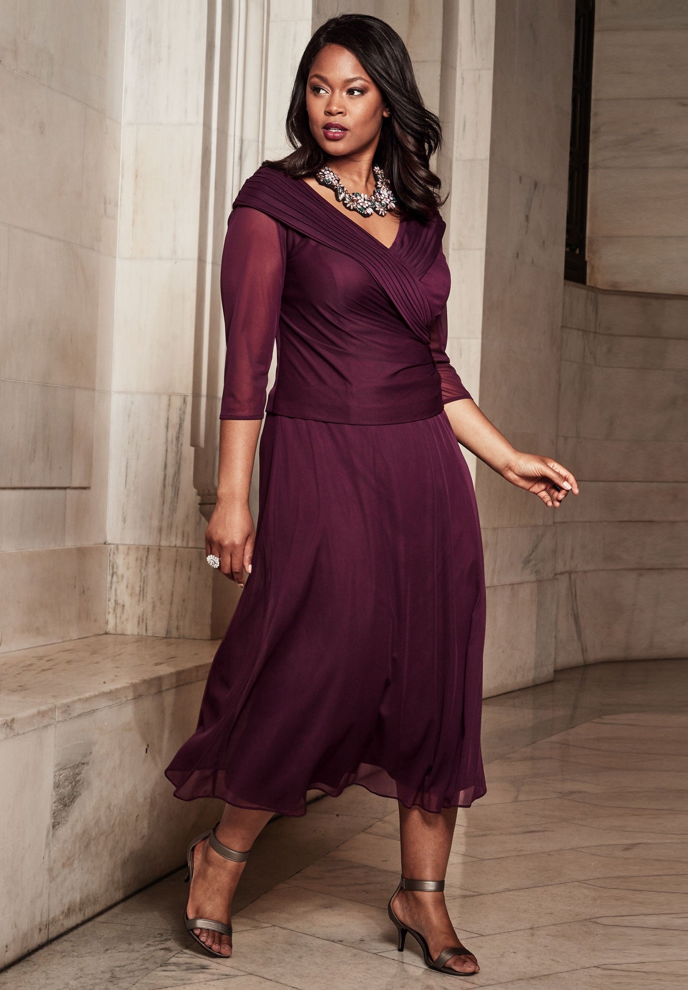 Shawl Collar Dress Plus Size Formal & Special Occasion Dresses Roaman's