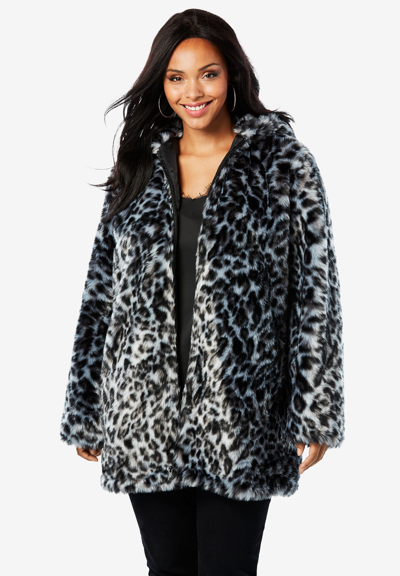 Short Faux Fur Coat| Plus Size Coats & Jackets | Roaman's