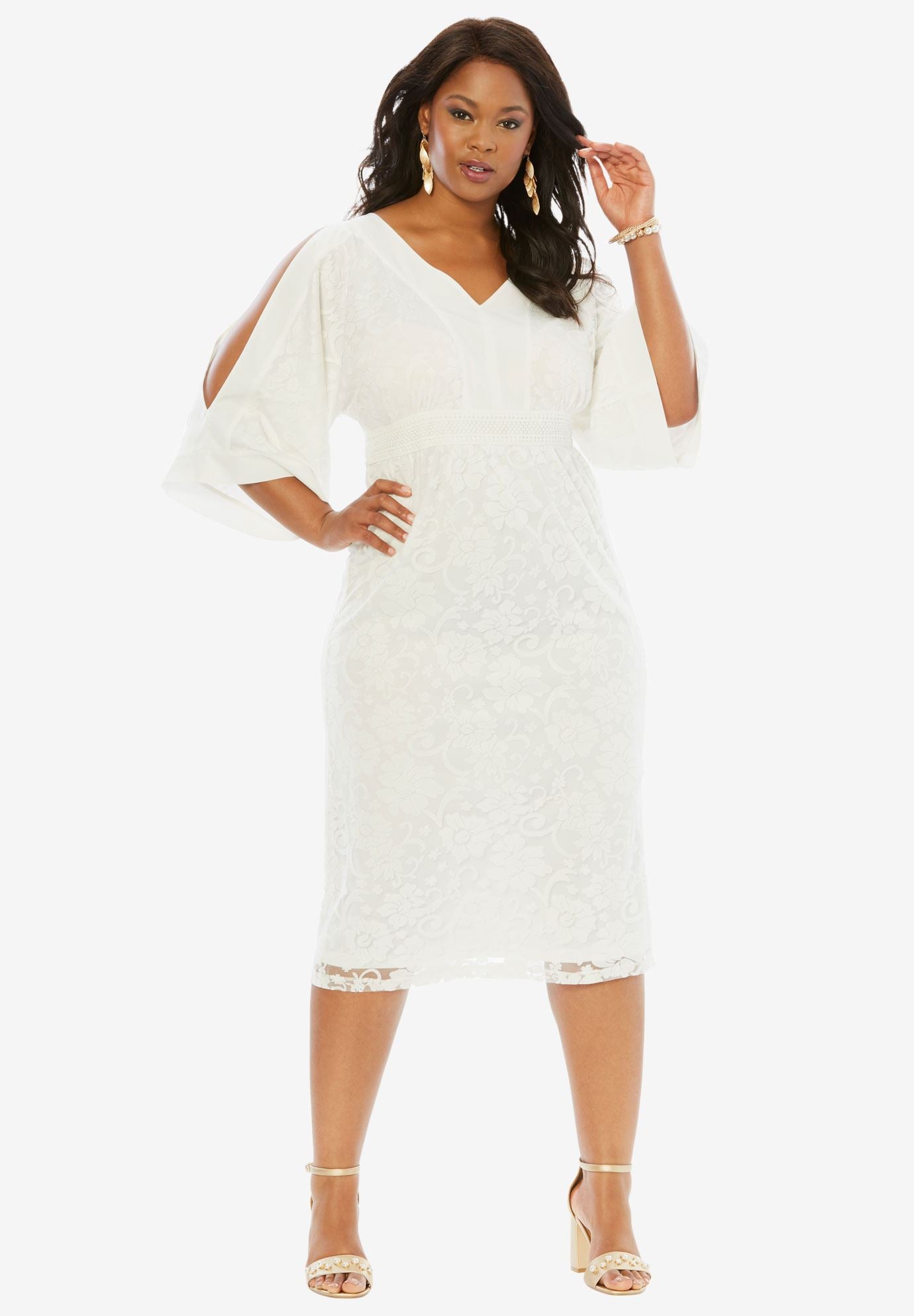 Cold-Shoulder Kimono Dress | Plus Size Cocktail Dresses | Roaman's