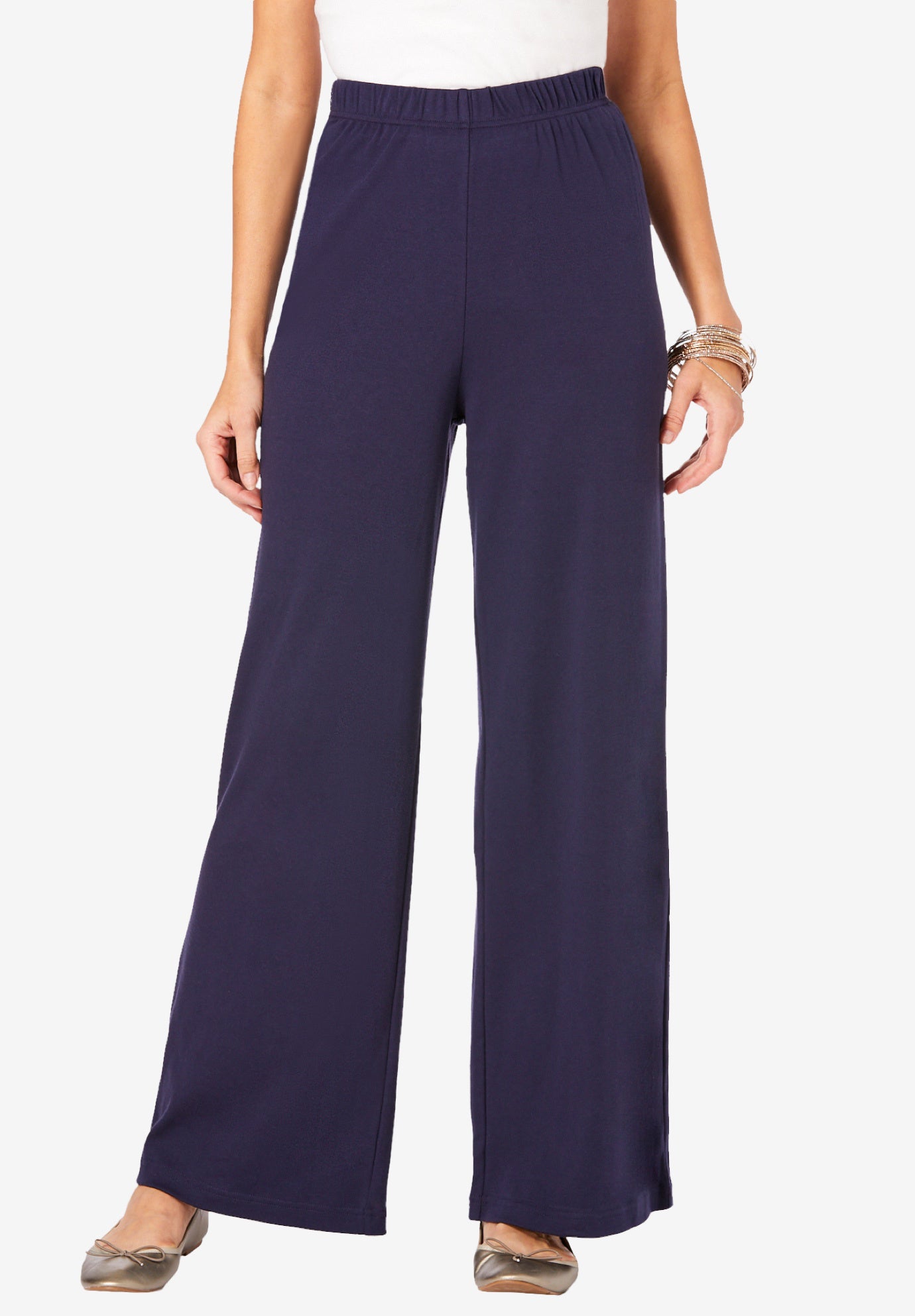 Wide-Leg Soft Knit Pant | Roaman's