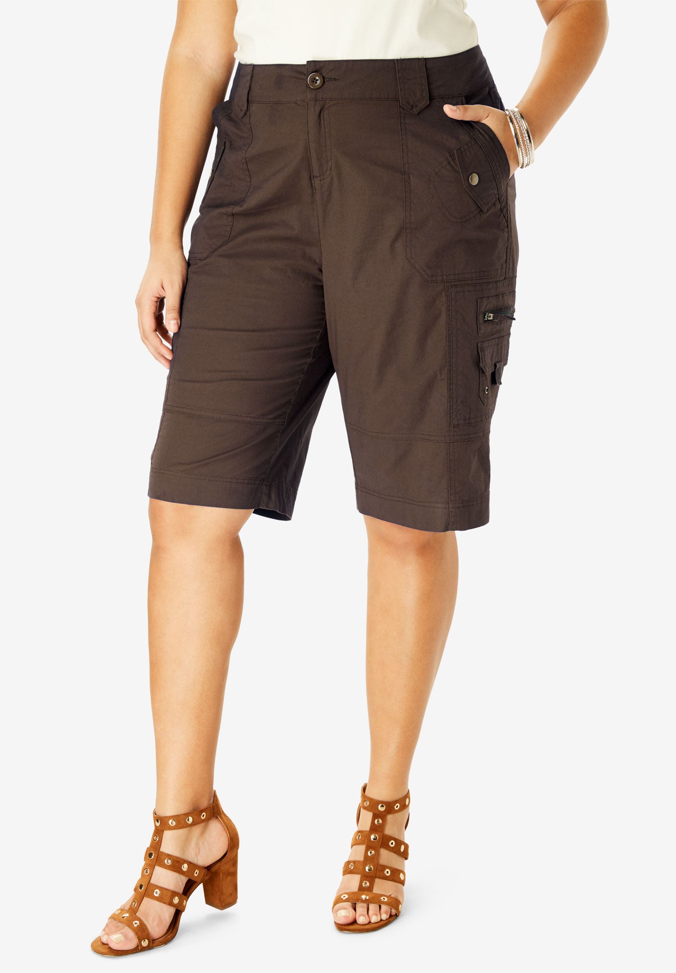 ladies plus size cargo shorts
