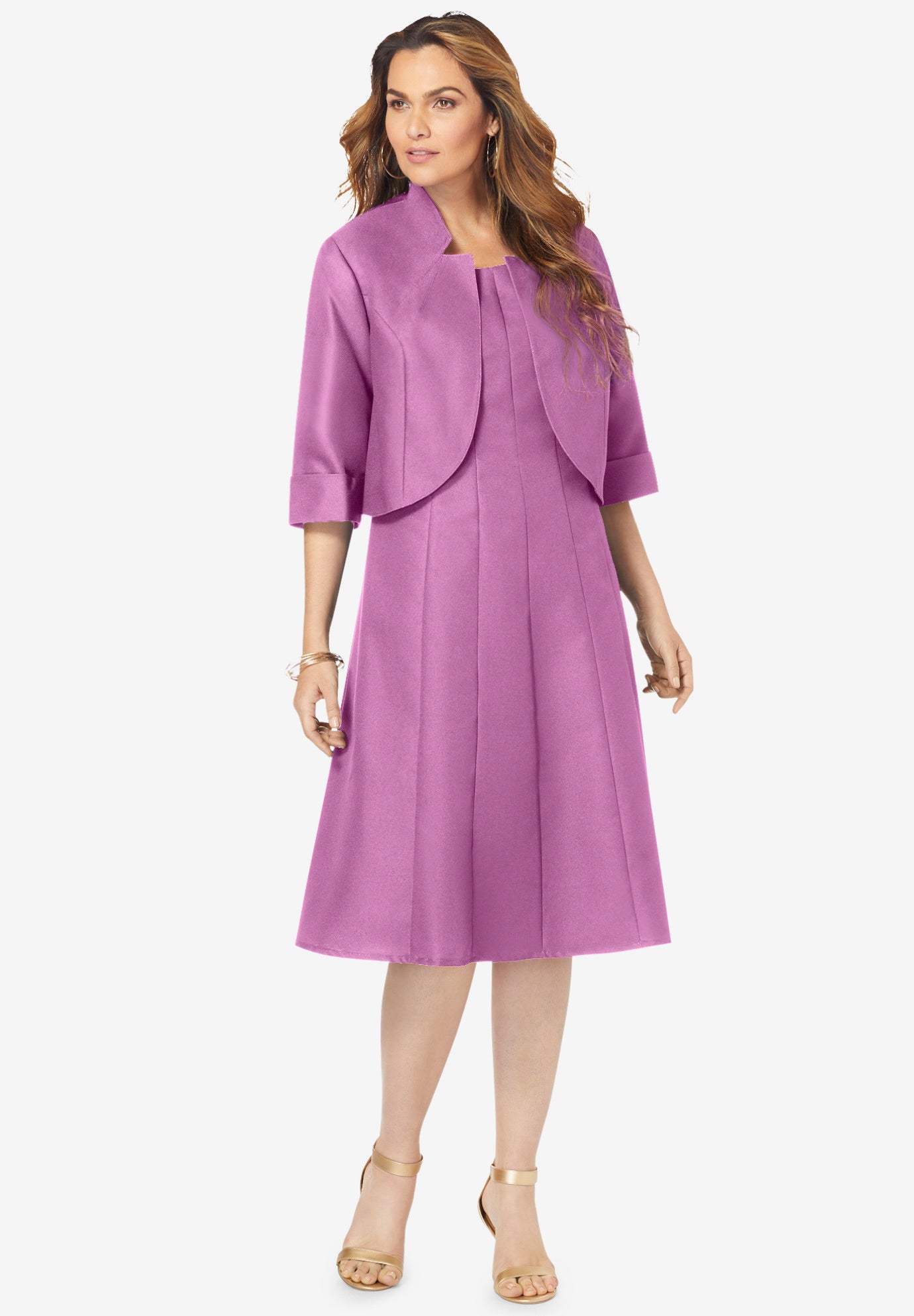 Fit-And-Flare Jacket Dress | Roaman's