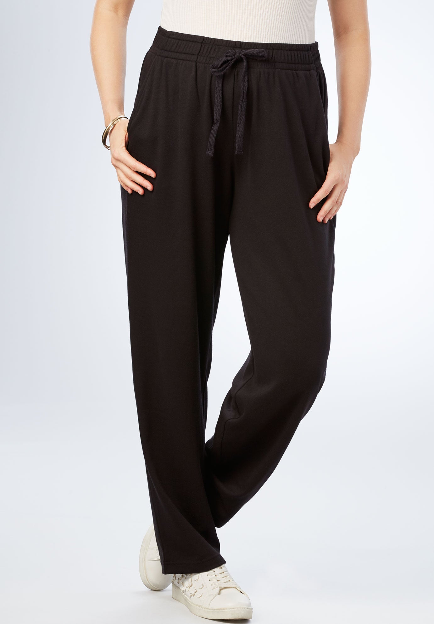 Straight Leg Soft Knit Pant Plus Size Pants Roaman's