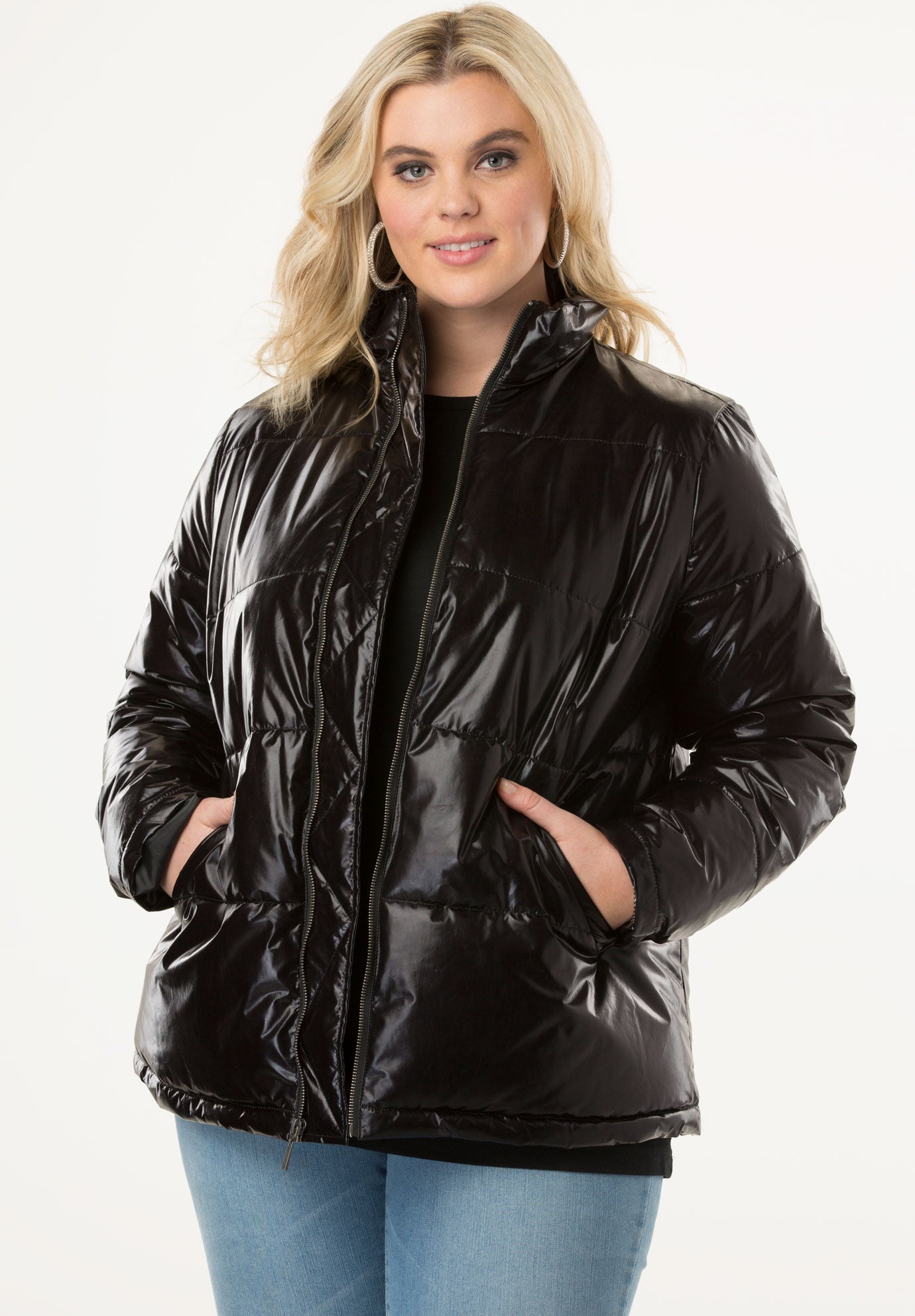 champion metallic puffer jacket purple