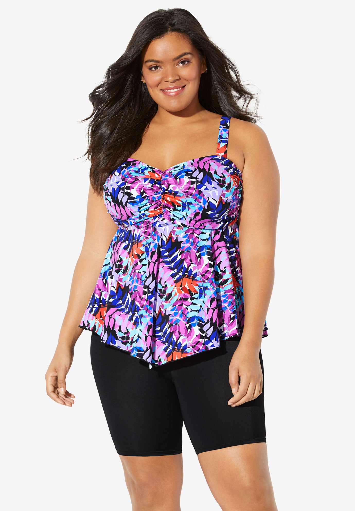Flared Tankini Top by Fit4U™ Plus Size Tankinis & Bikinis Roaman's