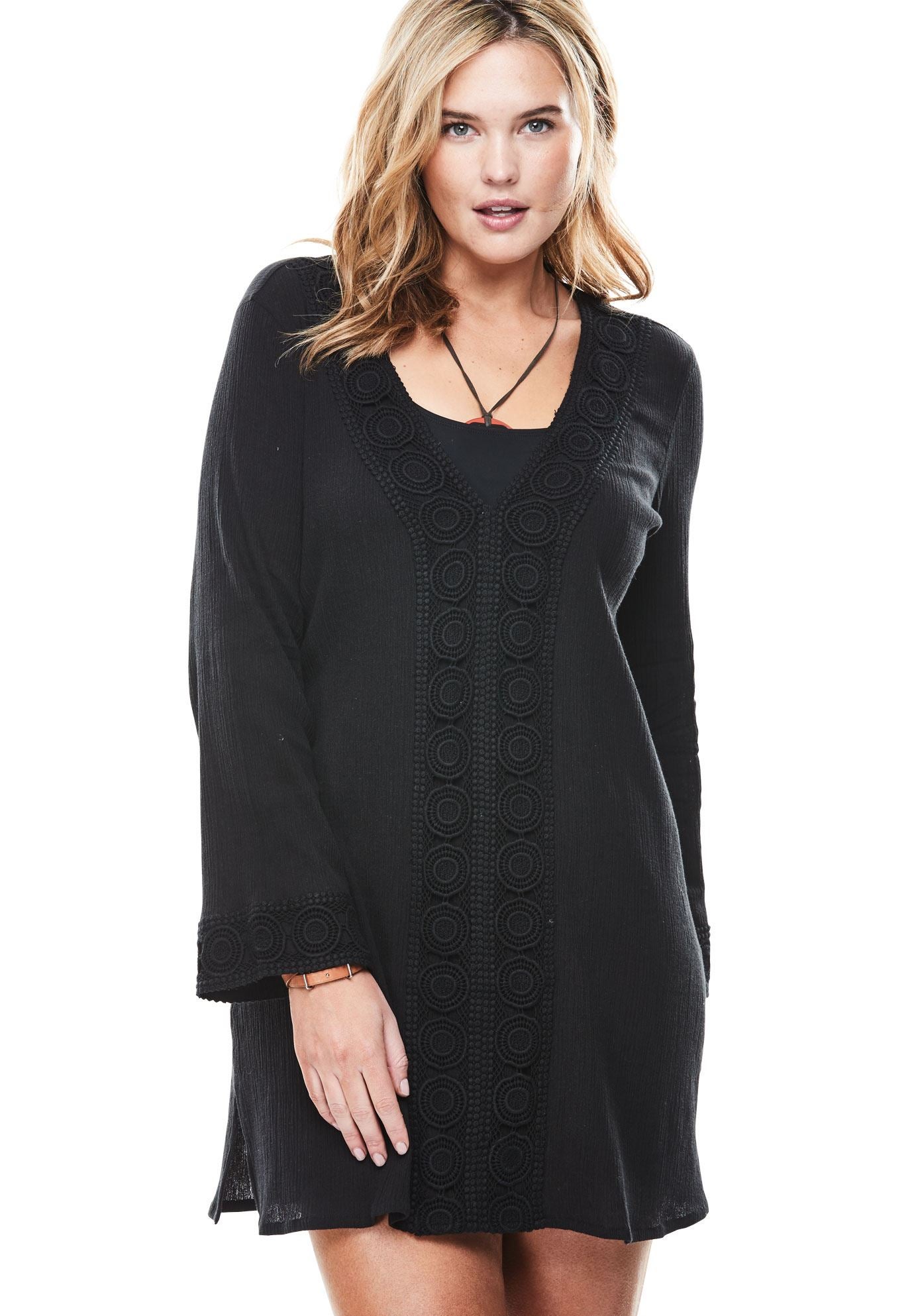 Crochettrimmed gauze swim coverup Roaman's