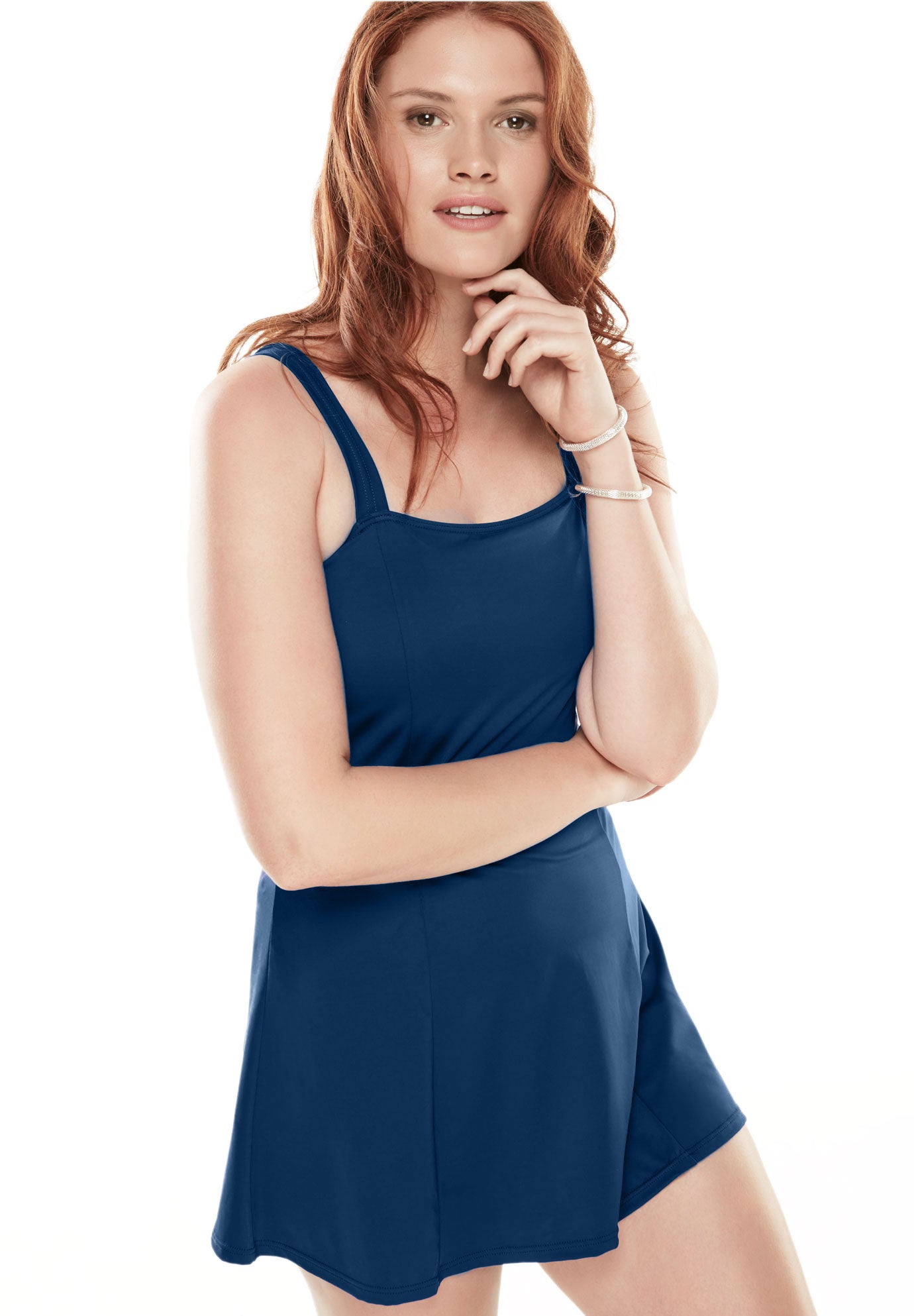 Solid princess seam swimdress by Swim 365® Plus Size Swimwear Roaman's