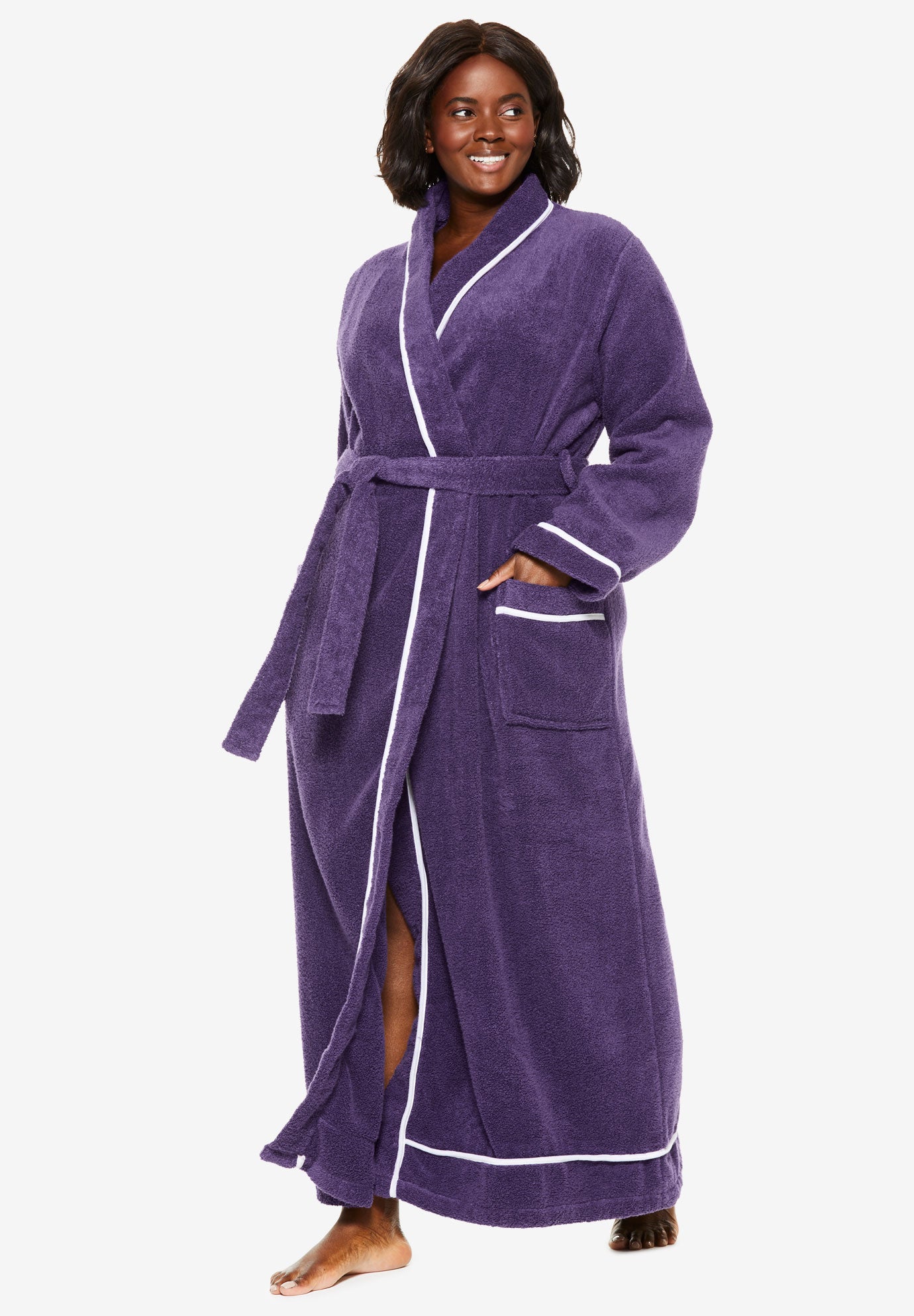 Spa Terry Long Wrap Robe by Dreams & Co.® Plus Size Robes Roaman's