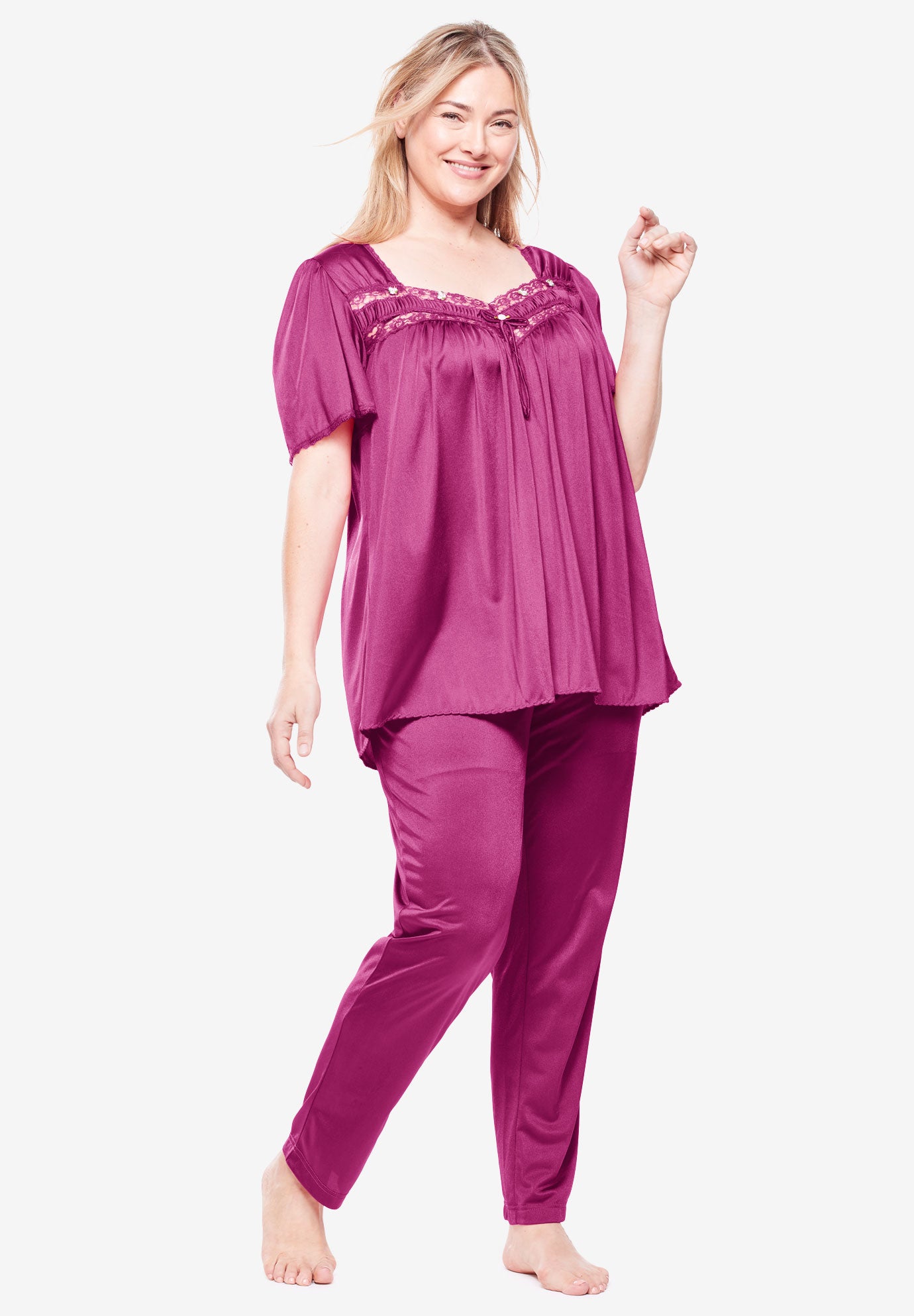 Silky 2Piece PJ Set by Only Necessities® Plus Size Pajama Sets Roaman's