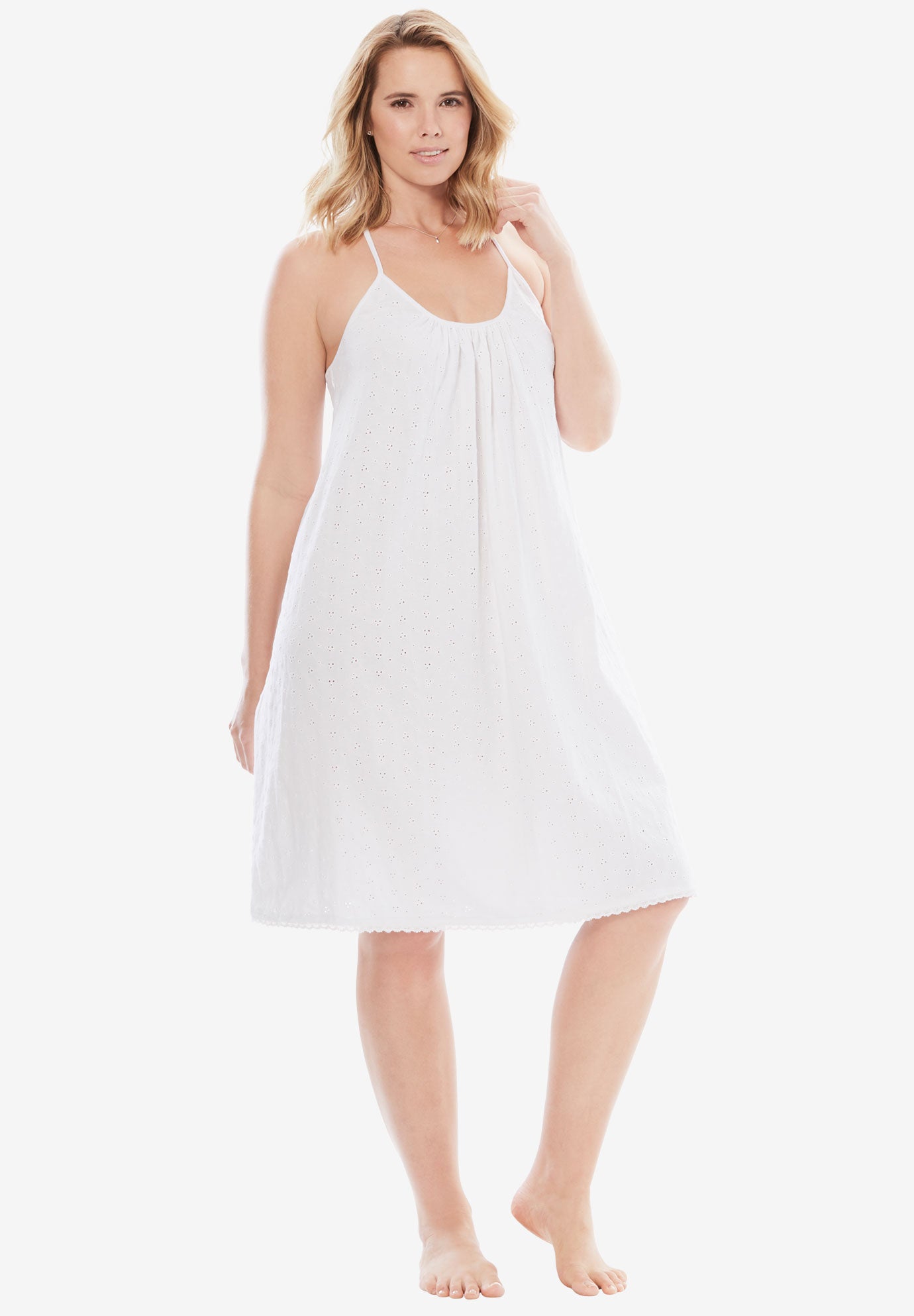 Breezy Eyelet Short Nightgown by Dreams & Co.® Plus Size Sleepwear