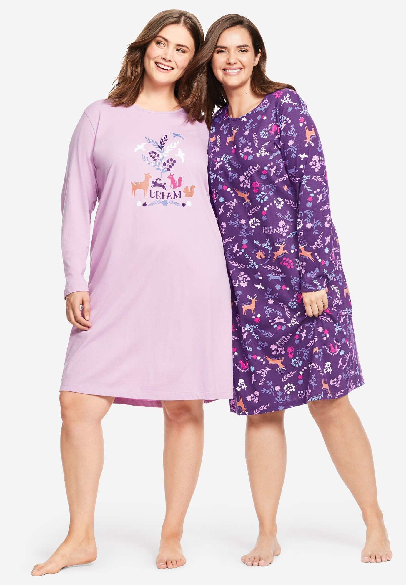 2Pack Cotton Sleepshirts by Dreams & Co.® Plus Size Sleepshirts