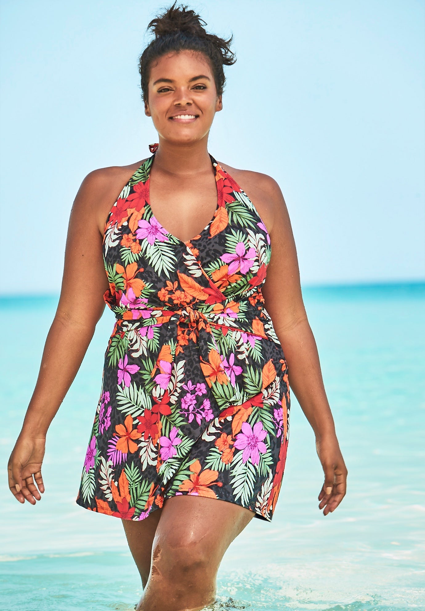 halter swim dress