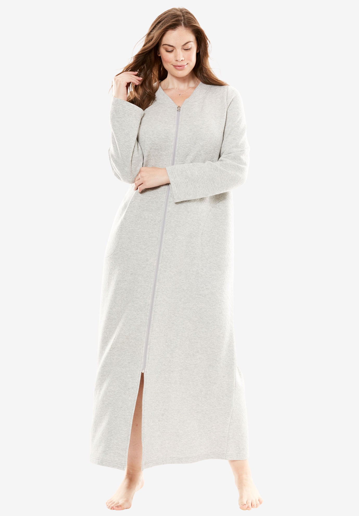 Quilted Fleece Long Bed Jacket by Only Necessities® Plus Size Clearance Sleepwear Roaman's