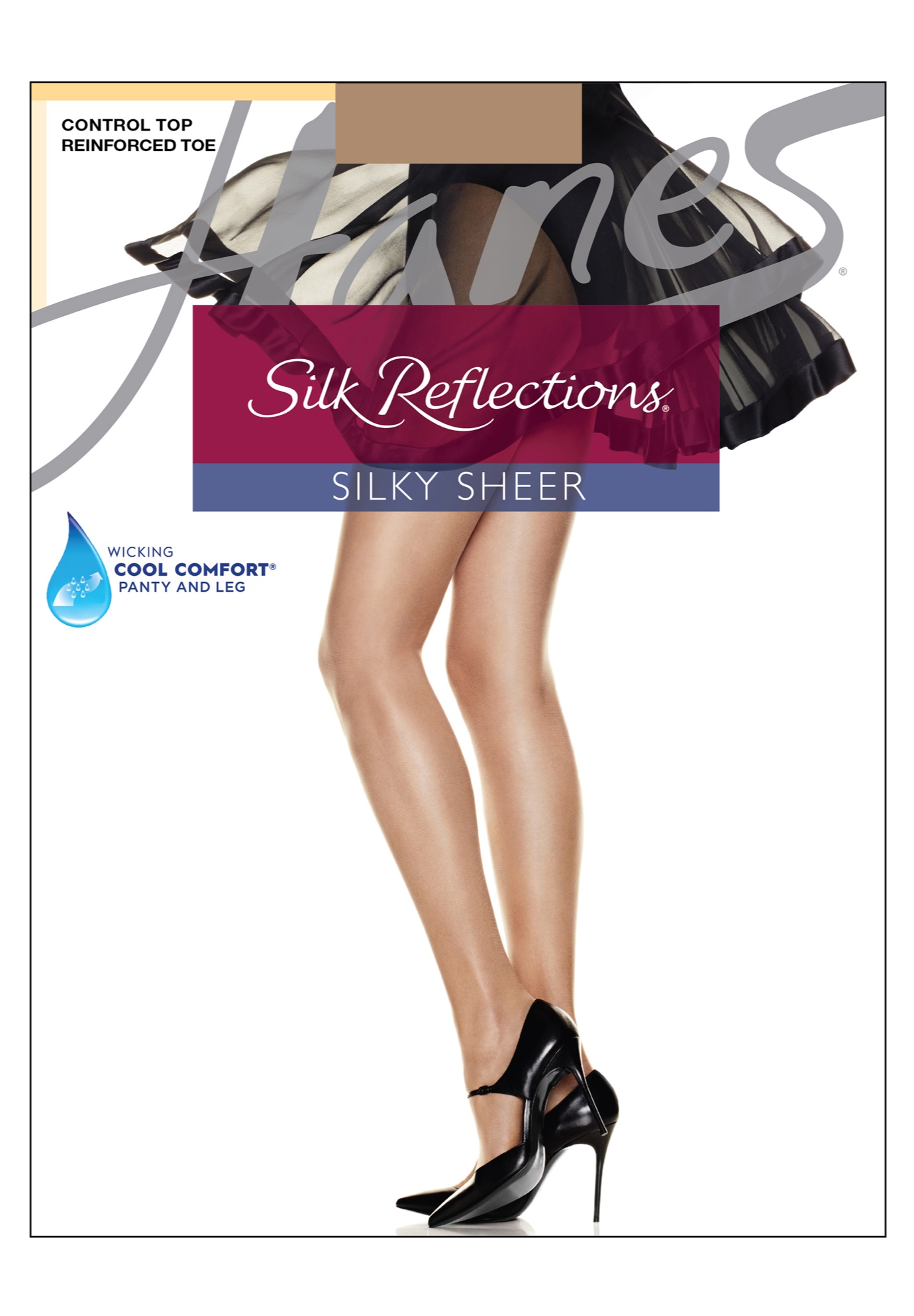 Silk Reflections Silky Sheer Control Top Reinforced Toe 6-Pack, 