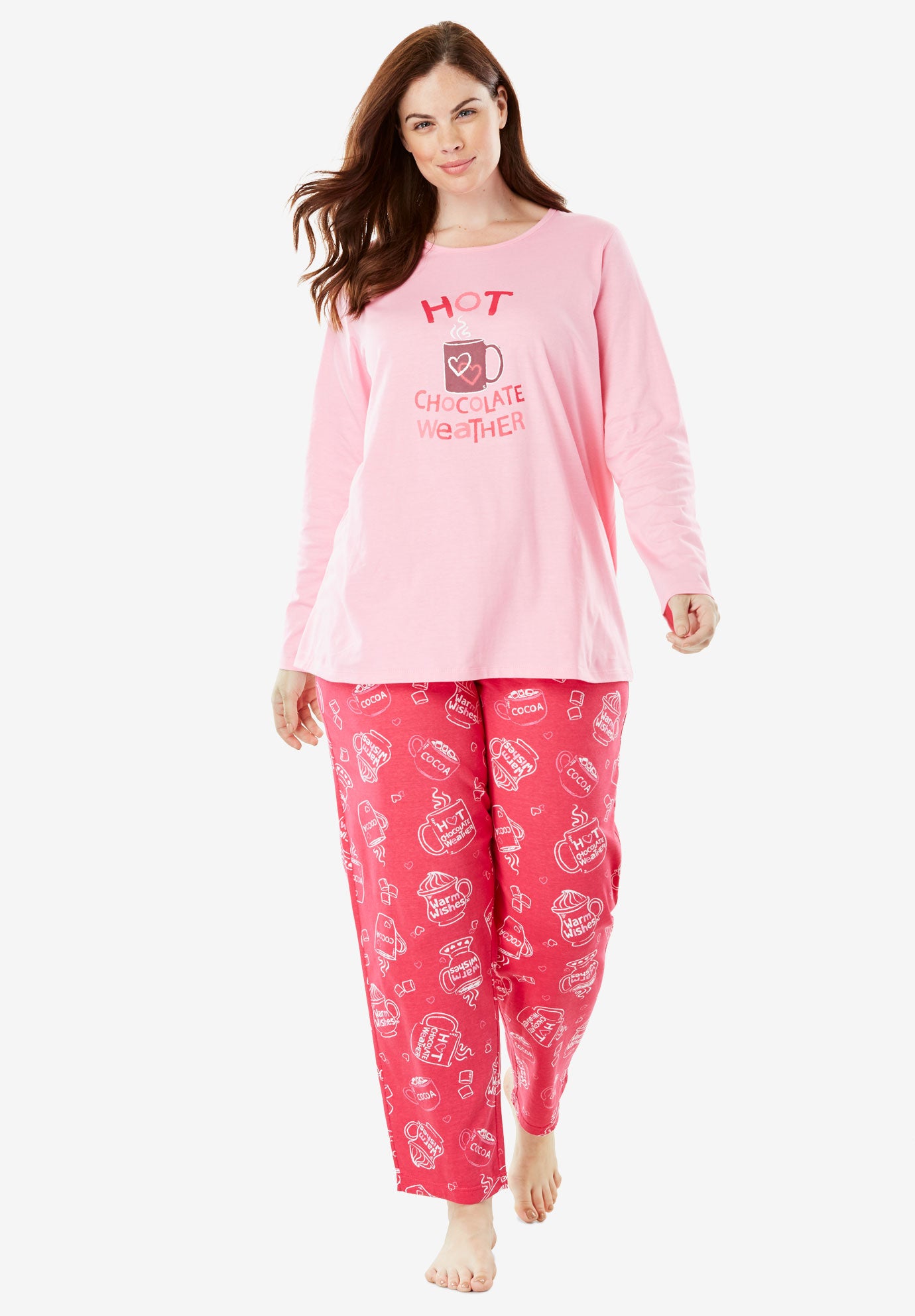Holiday Print PJ Set by Dreams & Co.® Plus Size Sleepwear Roaman's