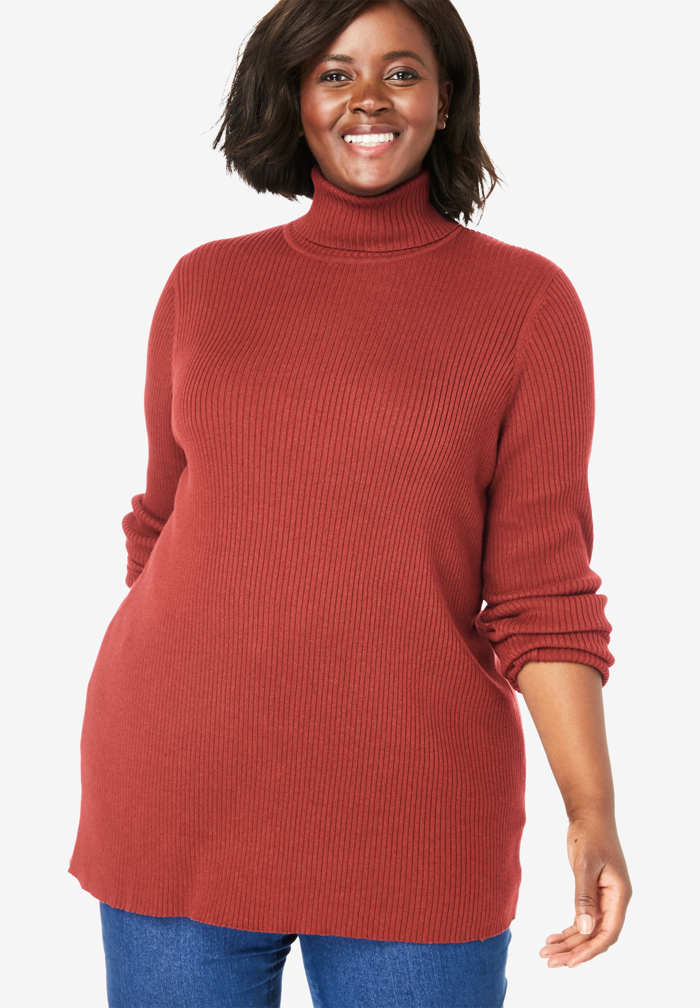 Rib Knit Turtleneck Sweater | Roaman's
