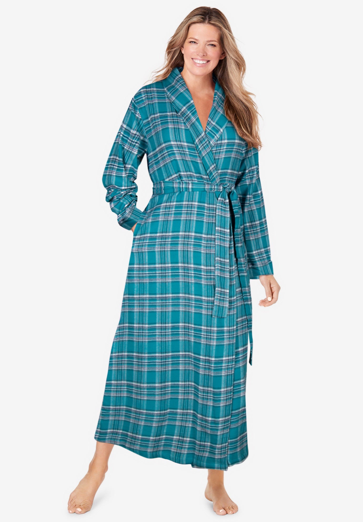Long Flannel Robe | Roaman's
