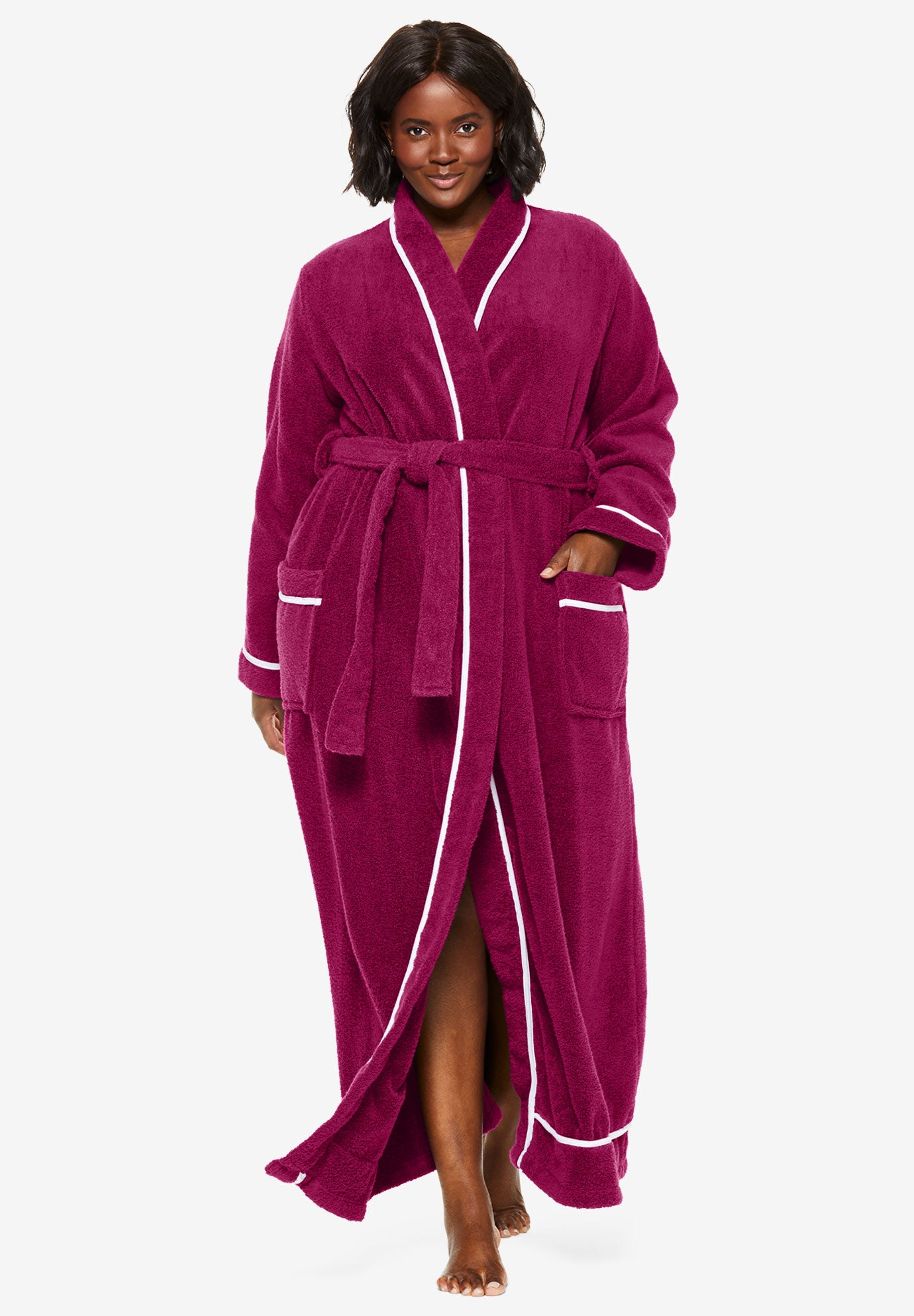 Spa Terry Long Wrap Robe by Dreams & Co.® Plus Size Robes Roaman's