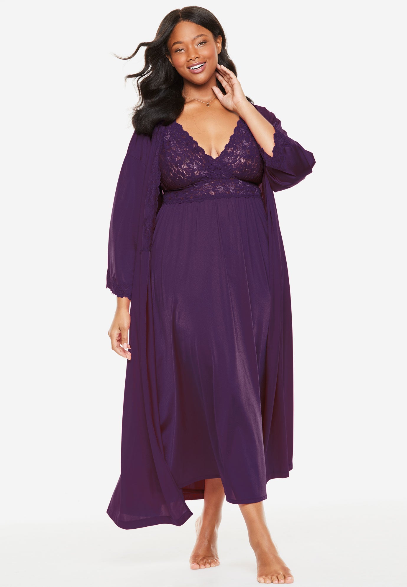 Long Peignoir & Robe Set by Only Necessities® Roaman's