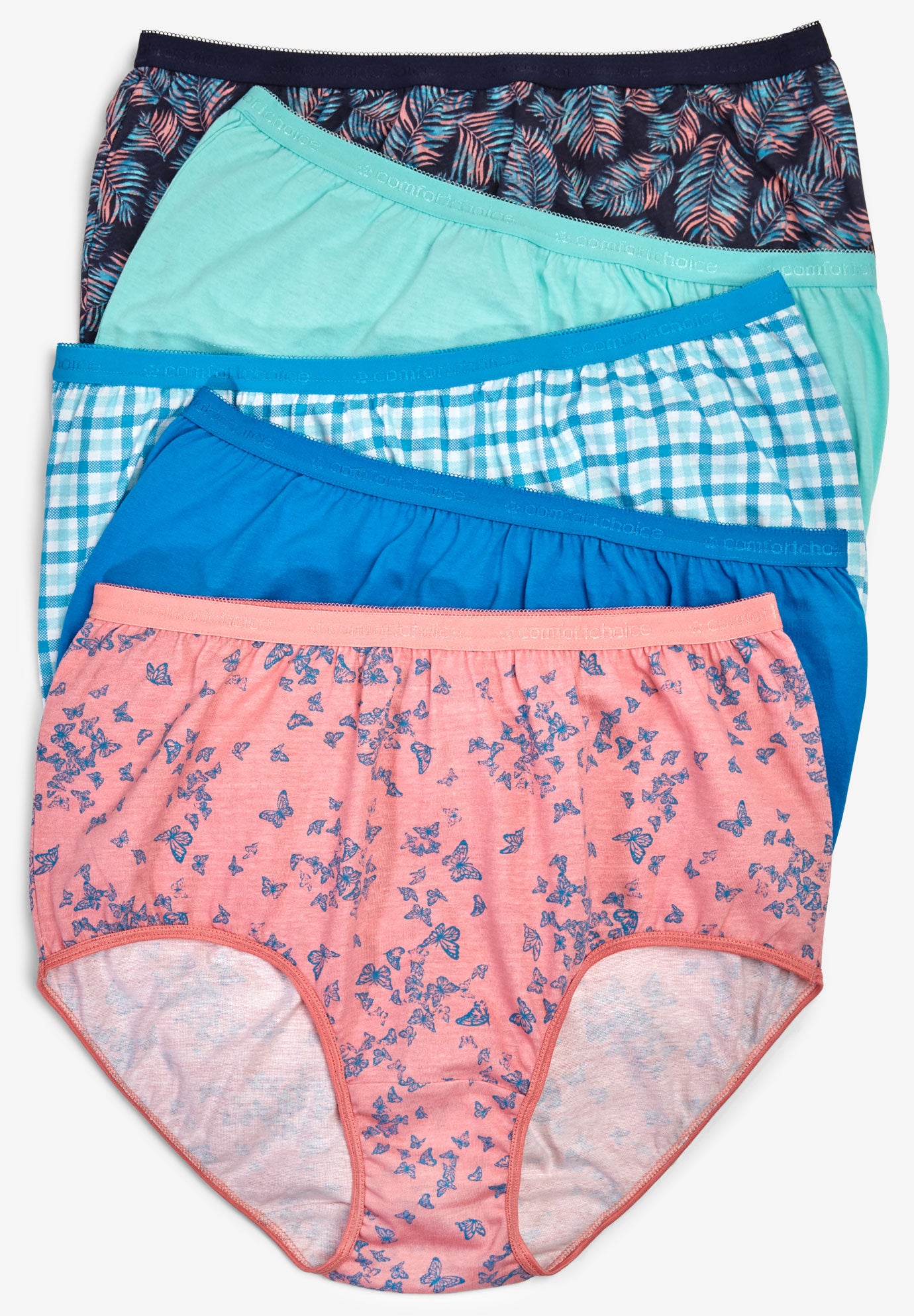 5Pack Pure Cotton FullCut Brief by Comfort Choice® Plus Size Brief Panties Roaman's