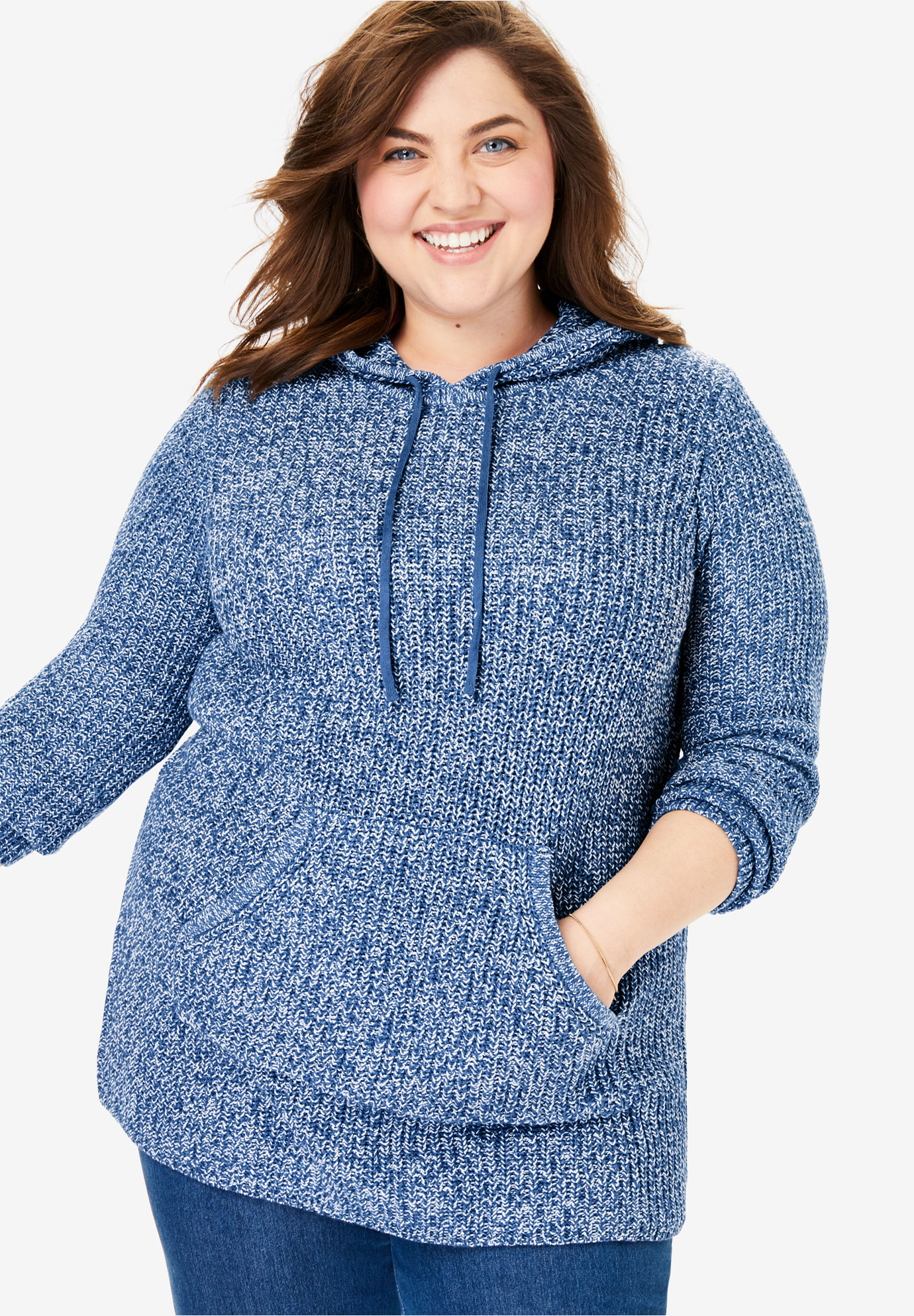 Hooded Pullover Shaker Sweater | Roaman's
