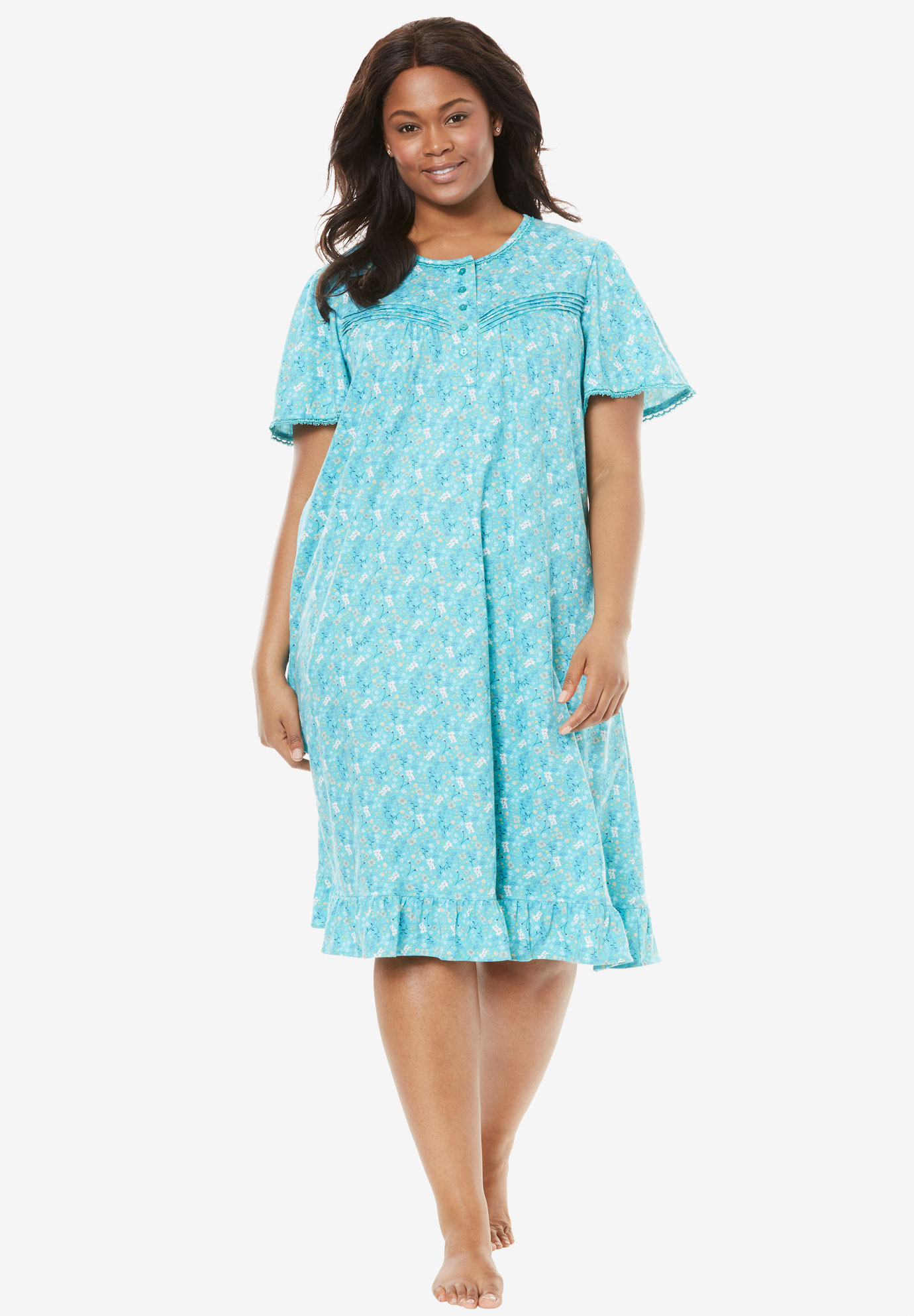 Cotton Print Nightgown by Dreams & Co.® | Plus Size Clearance Sleepwear | Roaman&#39;s