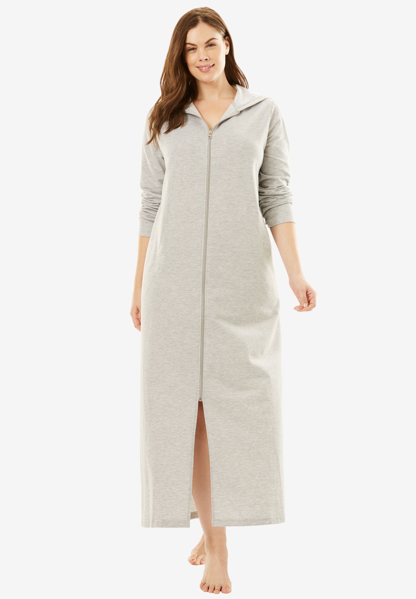 Long ZipFront Robe by Dreams & Co.® Plus Size Robes Roaman's
