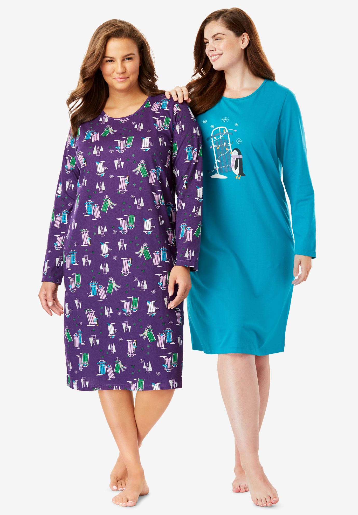 2Pack Cotton Sleepshirts by Dreams & Co.® Plus Size Sleepshirts