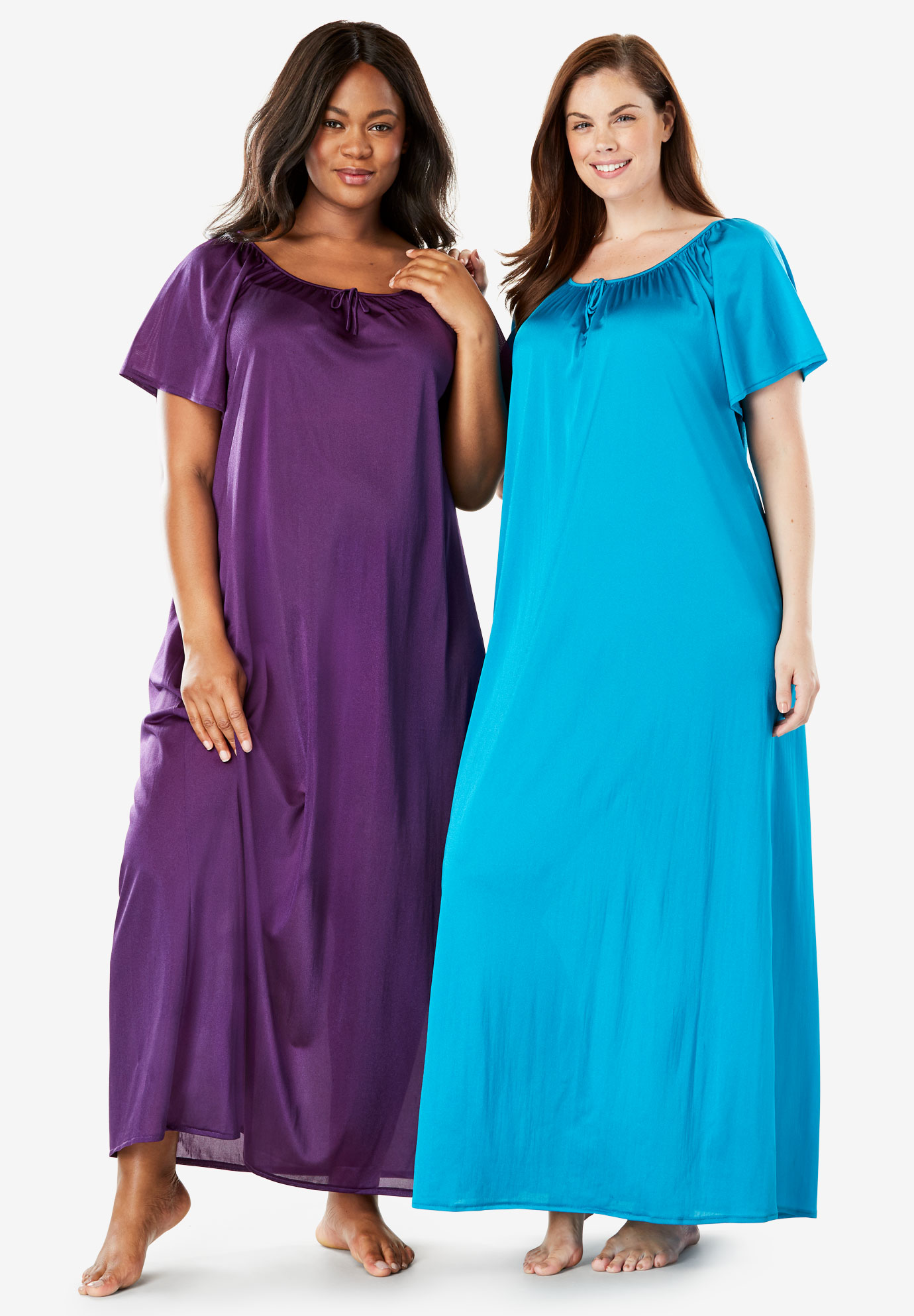 2-Pack Long Nightgown Set by Only Necessities® | Plus Size Sleepwear ...