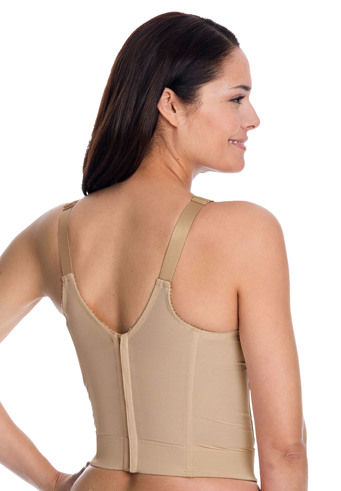 Backhook longline posture bra, with embroidery by Elila® Roaman's